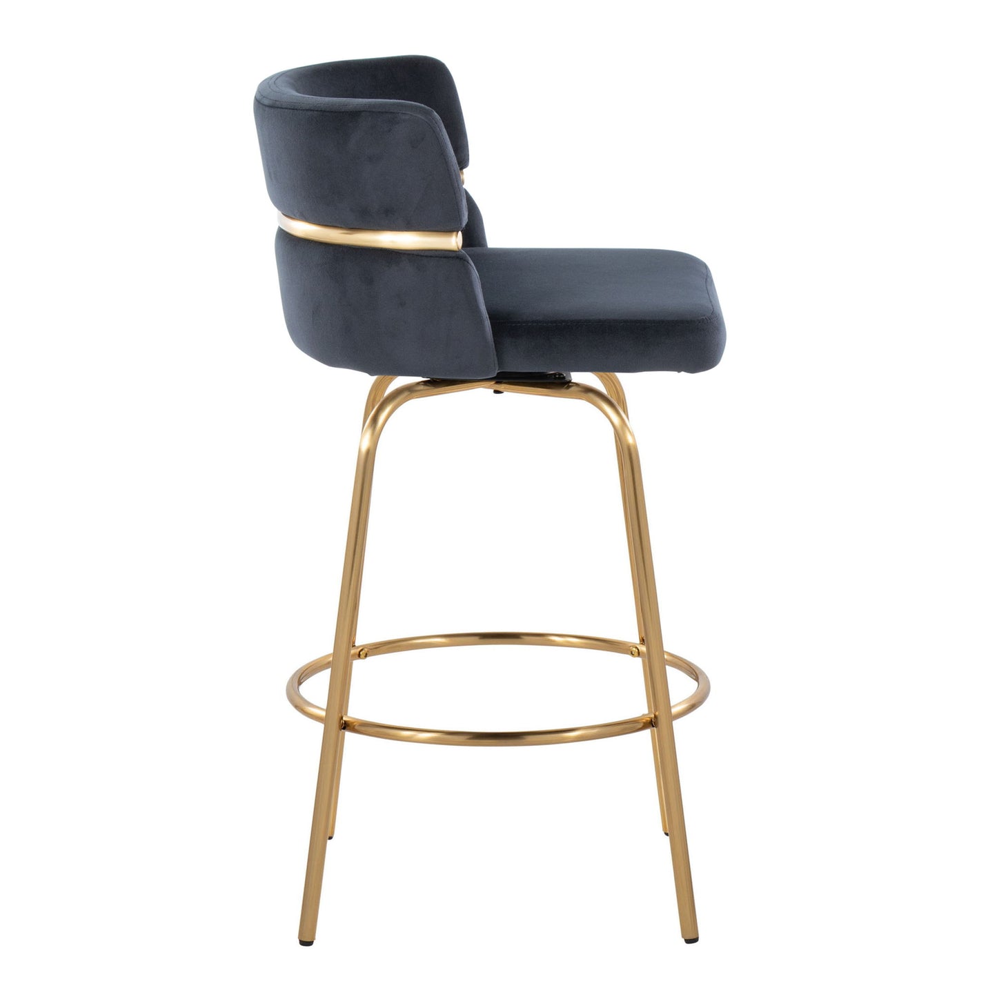 Cinch - Glam / Art Deco Fixed Height Counter Stool With Swivel With Round Footrest (Set of 2) Lumi Source