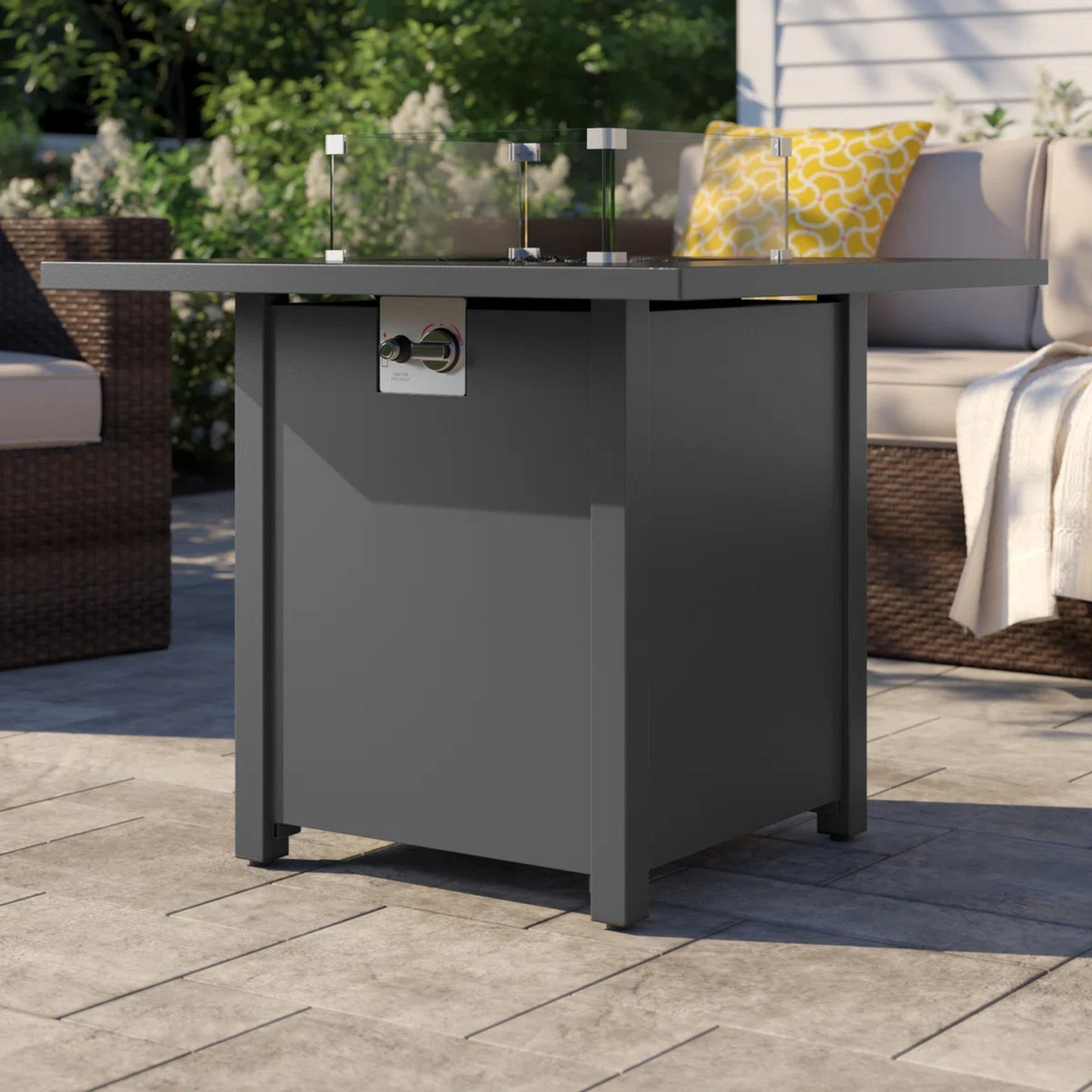 Powdercoated Fire Pit With Top - Gray LSI Patio Furniture