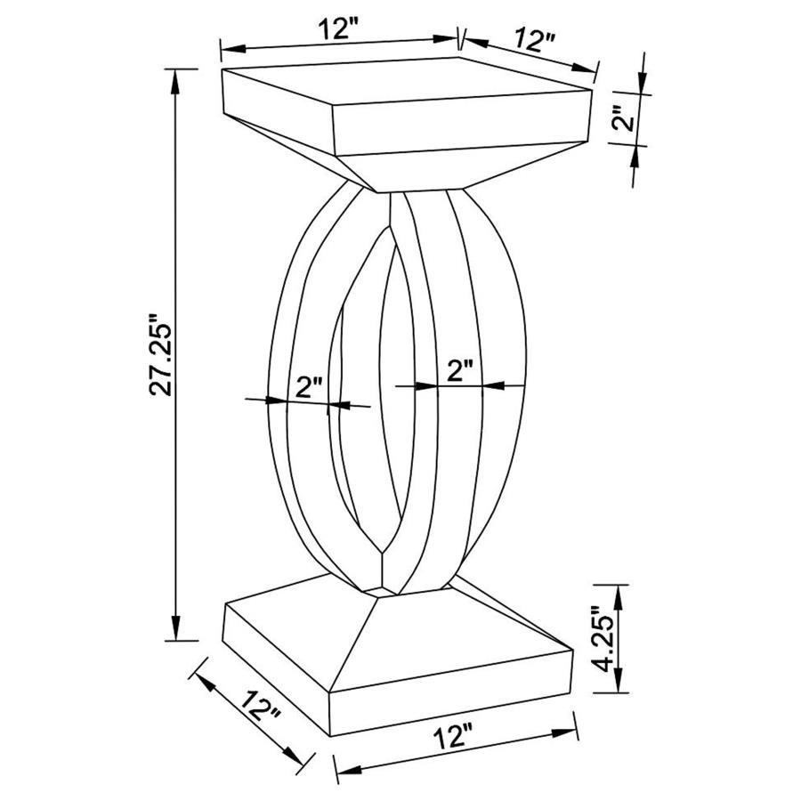 Amalia - Square Mirrored Acrylic Crystal Side End Table - Silver CoasterElevations