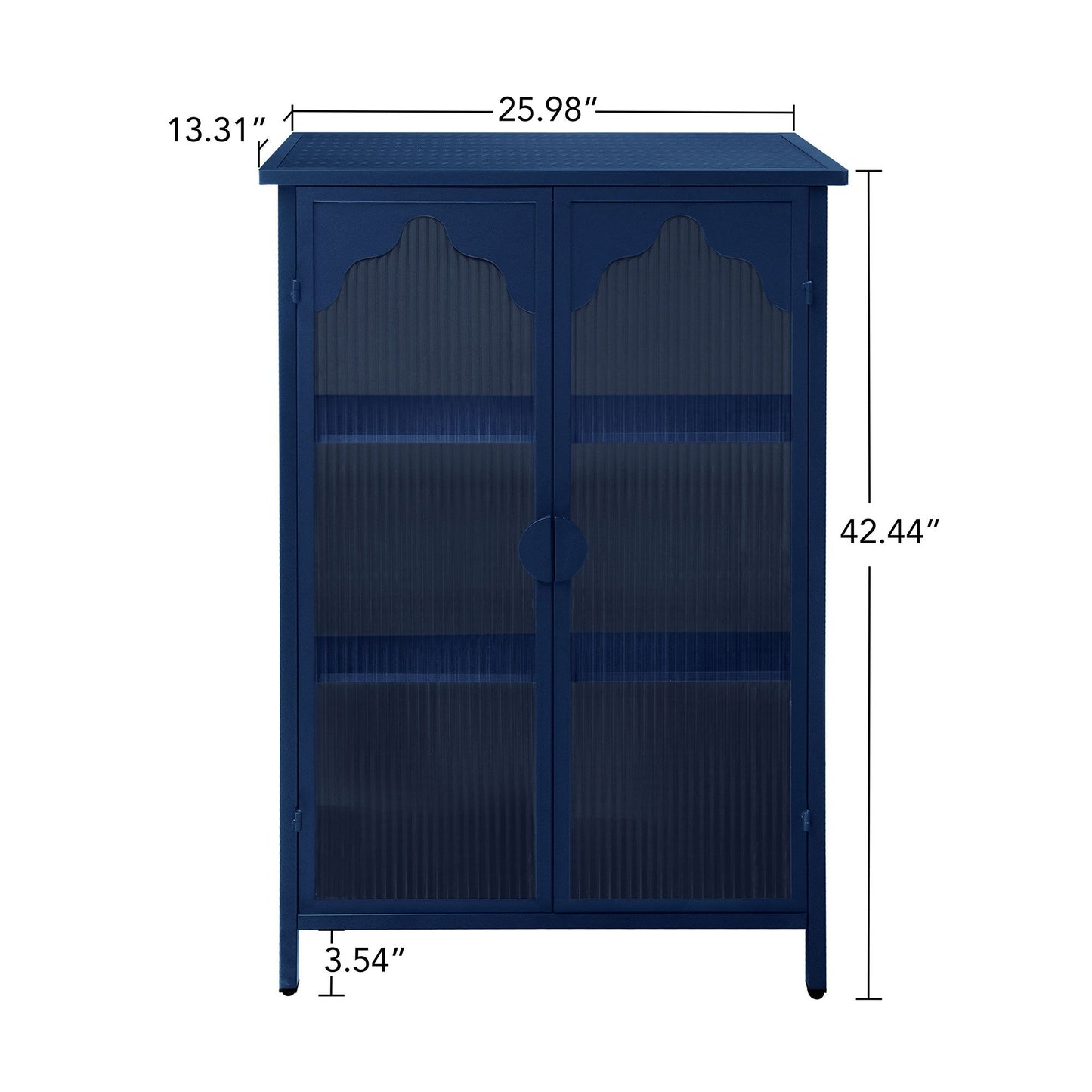 2 Doors Metal Storage Cabinet Display Cabinet With Glass Doors Metal Kitchen Sideboard Buffet Cabinet Glass Storage Cabinet For Dining Room Living Room Bedroom - Dark Blue Home Essentials