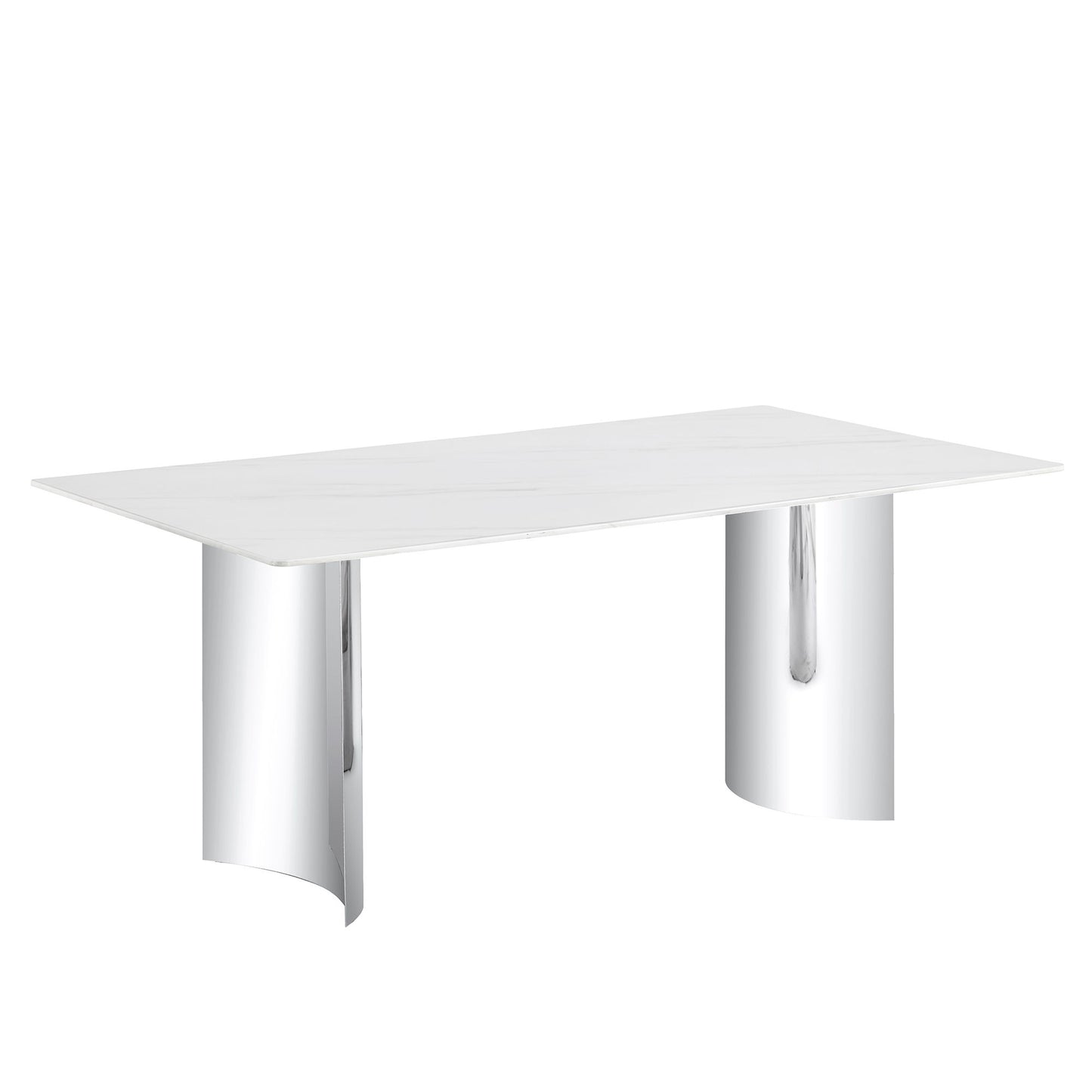 Modern Minimalist Dining Table With Imitation Marble Glass Desktop And Metal Legs Home Essentials