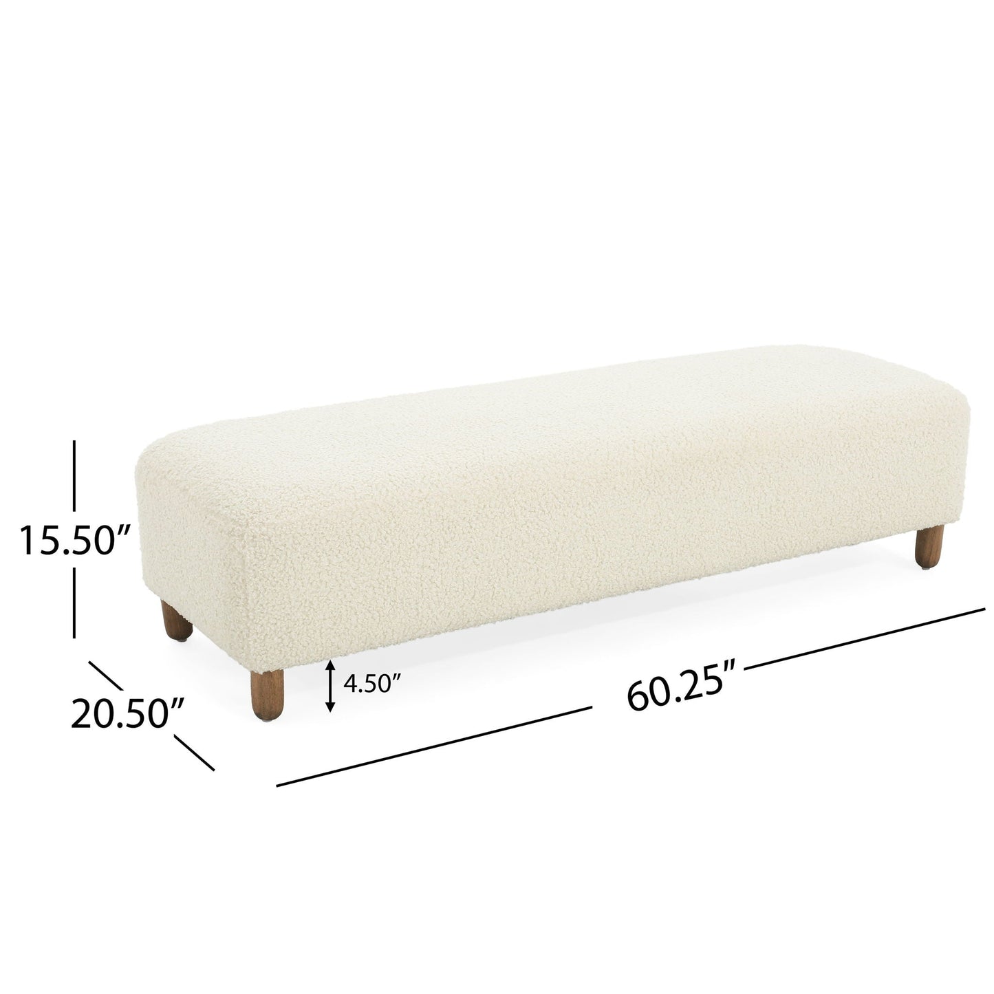 Contemporary Ottoman With Foam Cushion And Durable Upholstery Noble House