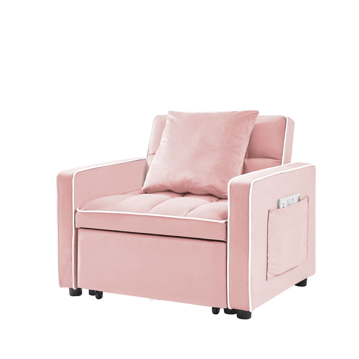 Modern Velvet 3 In 1 Sofa Bed Chair, Adjustable Recliner Home Essentials