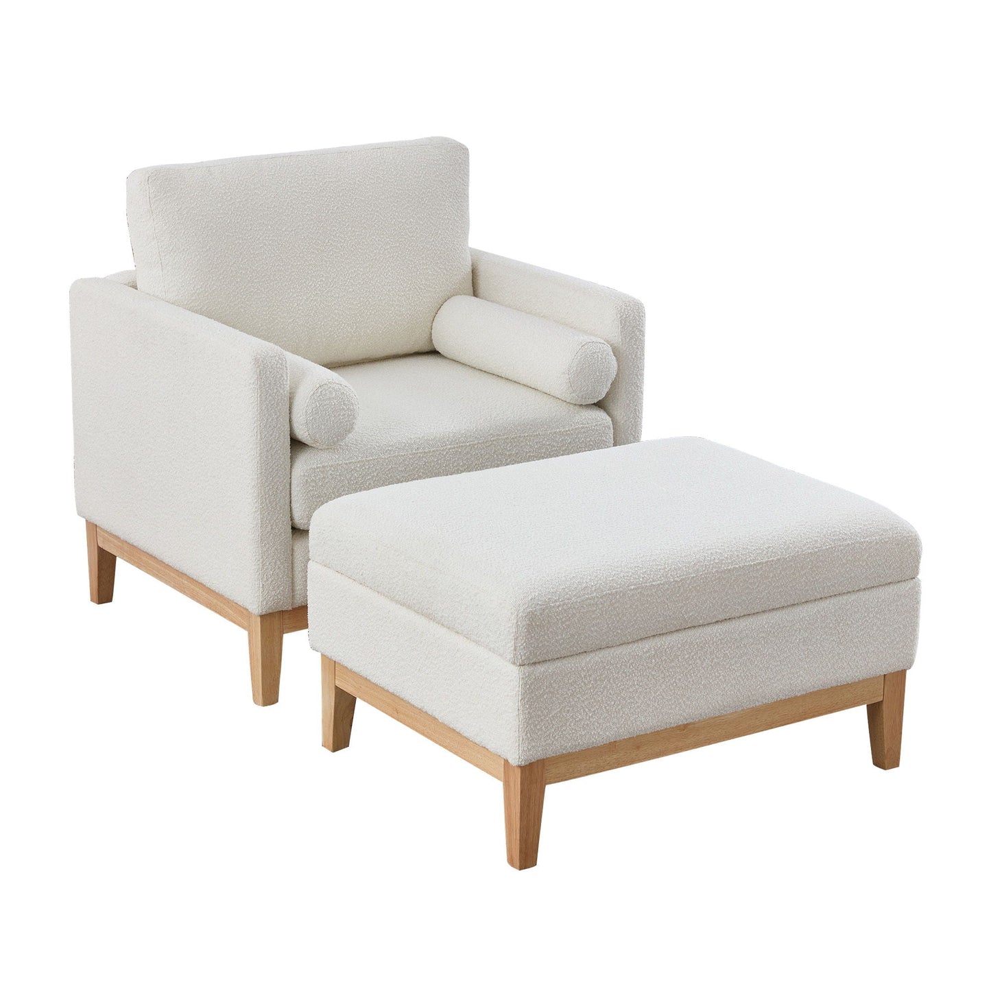 Oversized Swivel Barrel Accent Chair And Ottoman Set With Storage Home Essentials