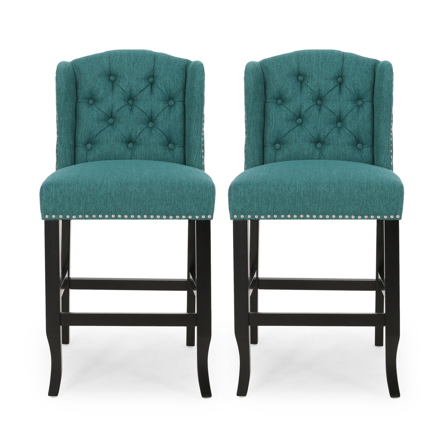 Vienna - Fabric Tufted Counter Stool With Nailhead Accents (Set of 2) Noble House