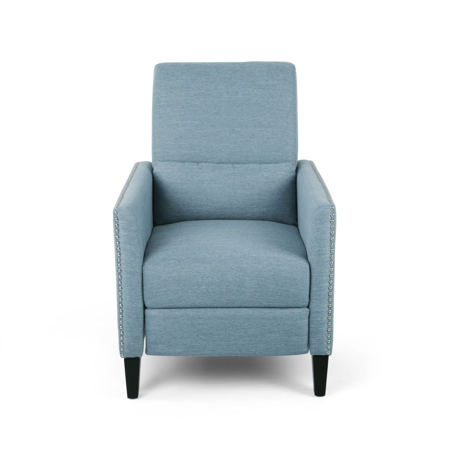 Repose Upholstered Recliner Chair With Nailhead Trim And Side Pocket - Light Blue Noble House