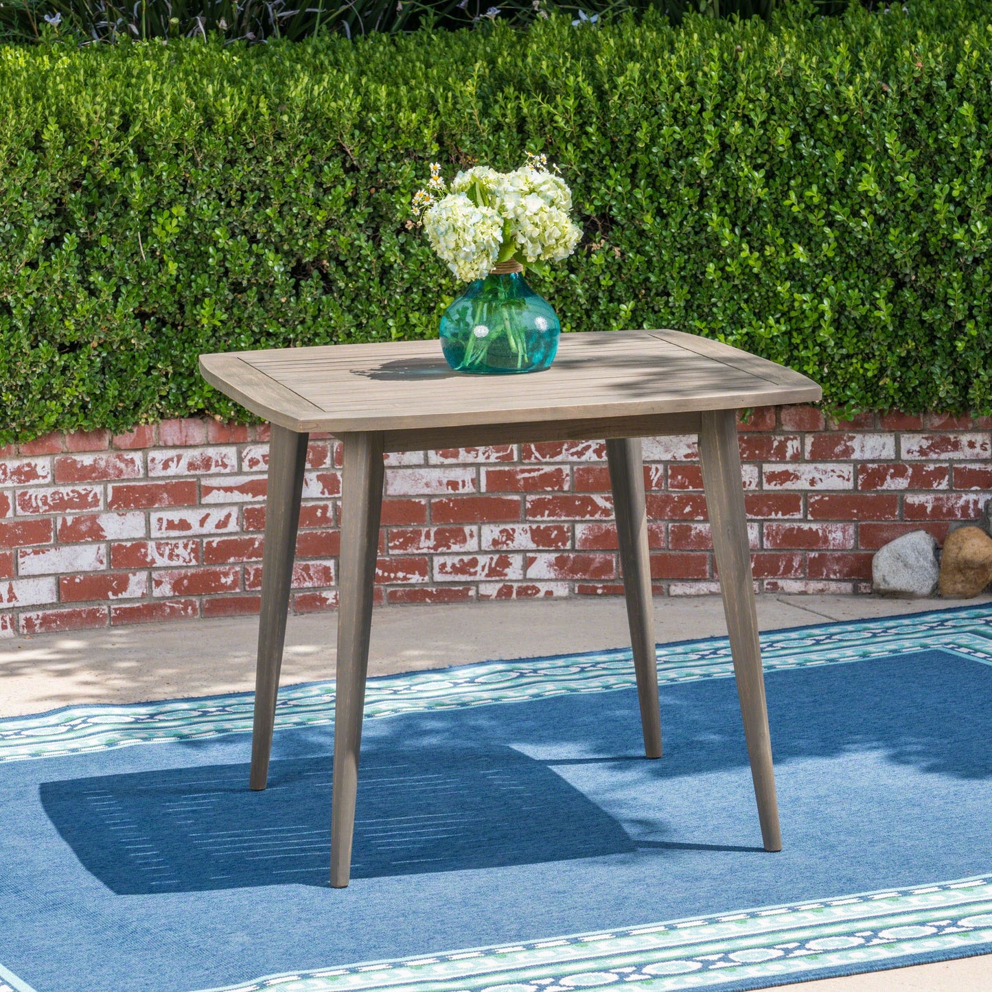Modern Indoor Square Acacia Wood Dining Table With Toothpick Leg Design Noble House