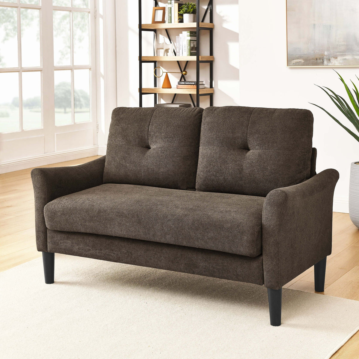 Tufted Loveseat - Dark Brown Home Essentials