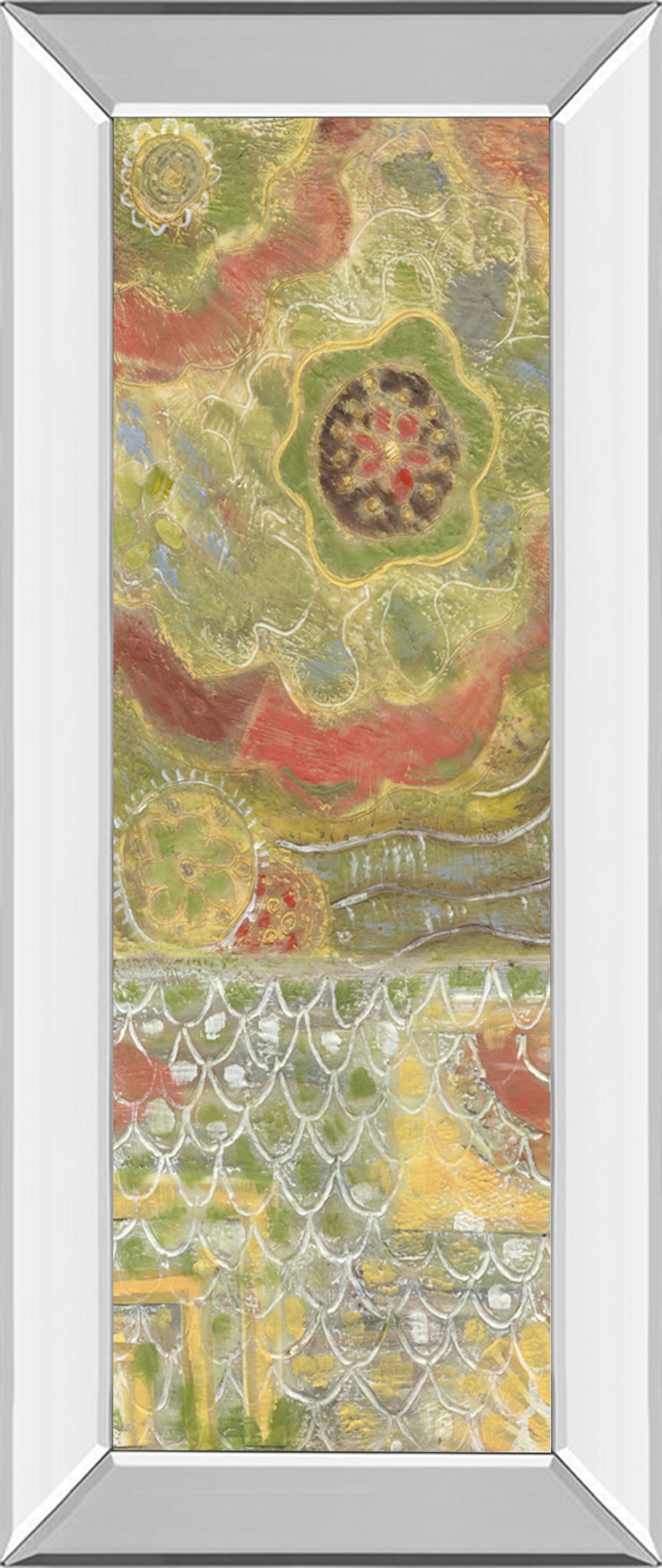 Moroccan Whimsy I By Karen Deans - Mirror Framed Print Wall Art - Red Classy Art
