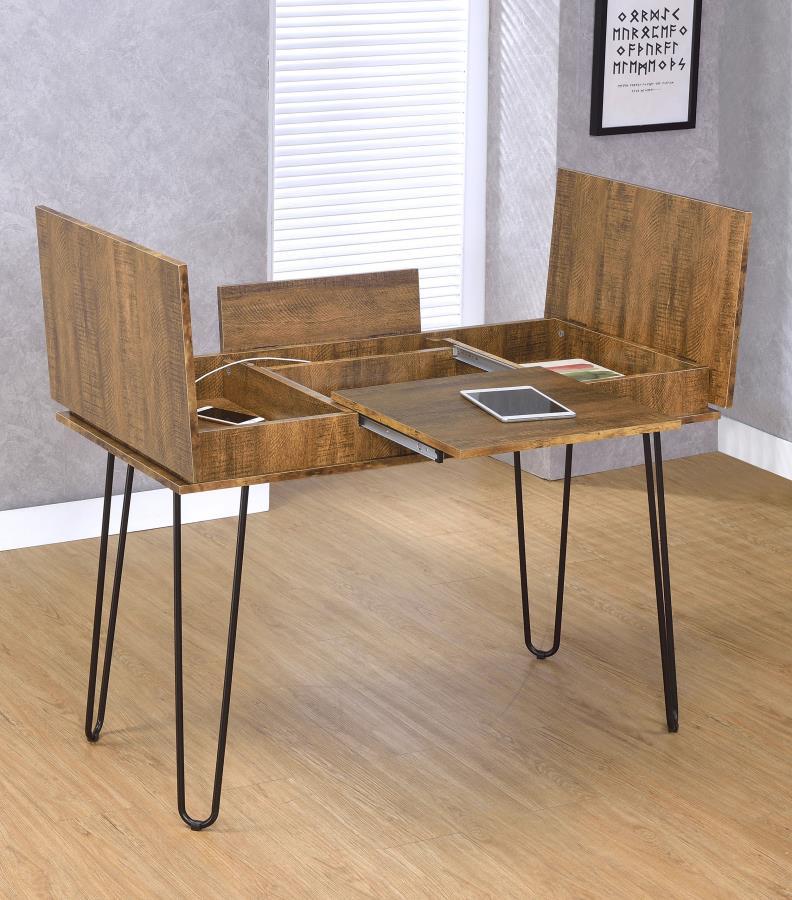 Sheeran - Writing Desk With Storage - Rustic Amber CoasterEveryday