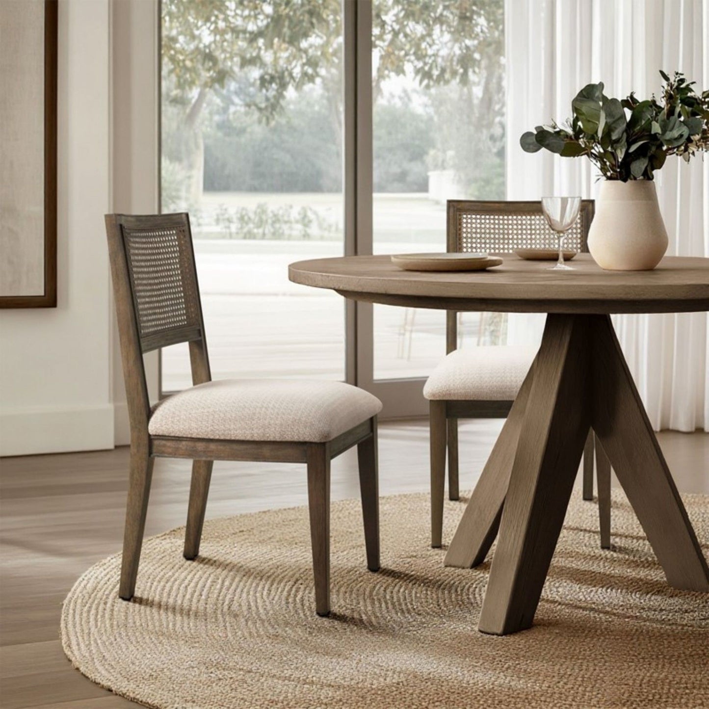 Modern Armless Dining Chair With Cane Back (Set of 2) JLA