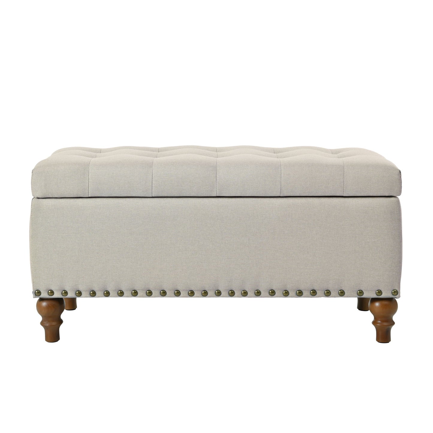 Upholstered Ottoman With Storage And Rivet Trim Home Essentials