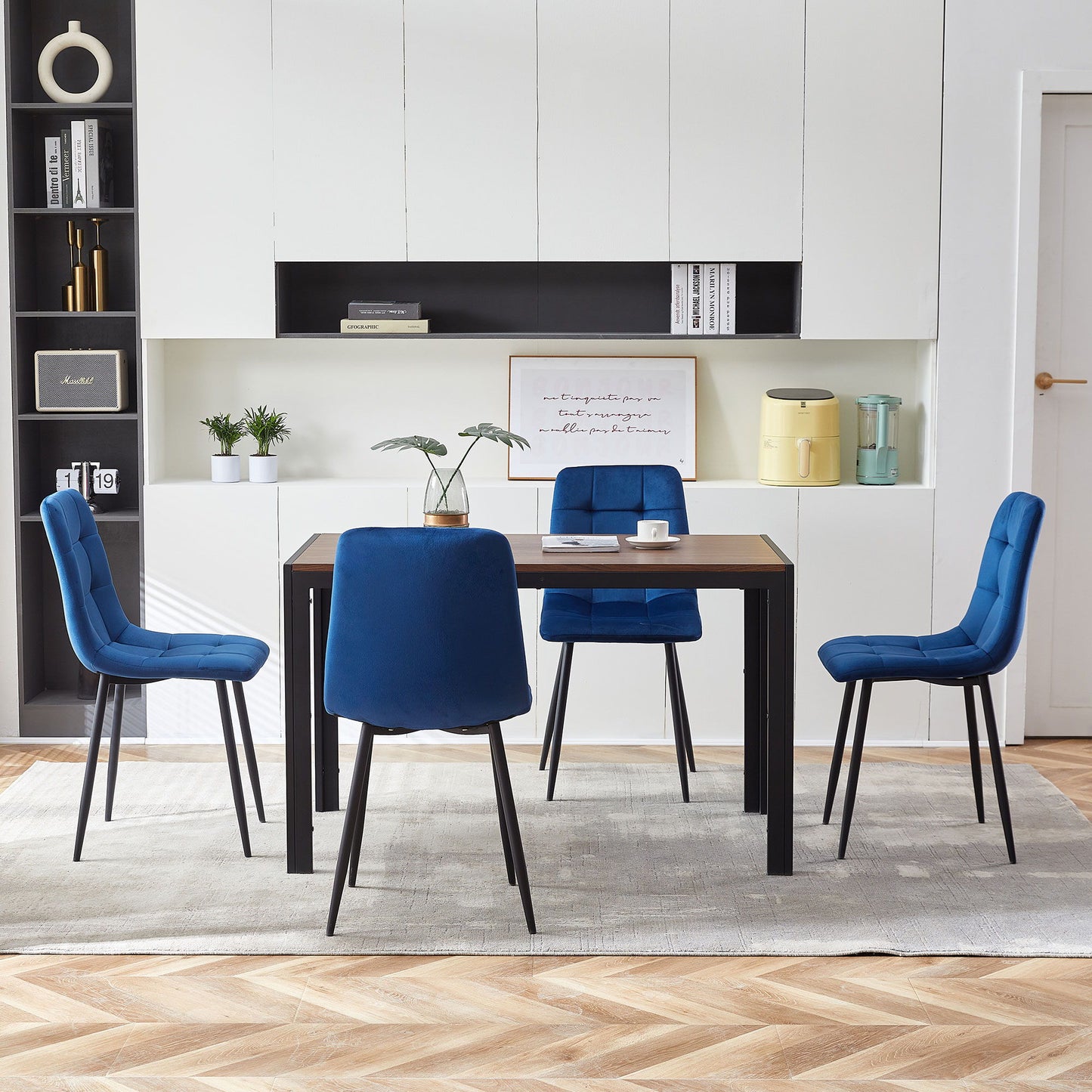 Mid-Century Modern Velvet Dining Chairs Set For Kitchen, Living Room Home Essentials