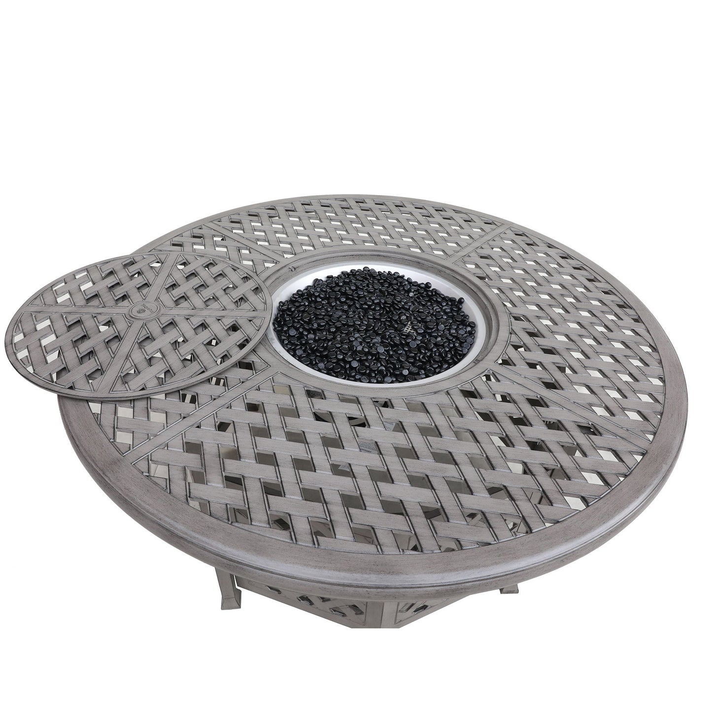 Cast Aluminum Propane Gas Firepit Table, Chat Height - Gray Home Essentials