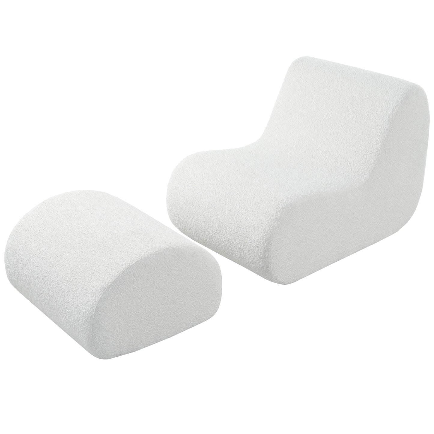Curved Lounge Chair With Ottoman And High Resilience Foam Noble House