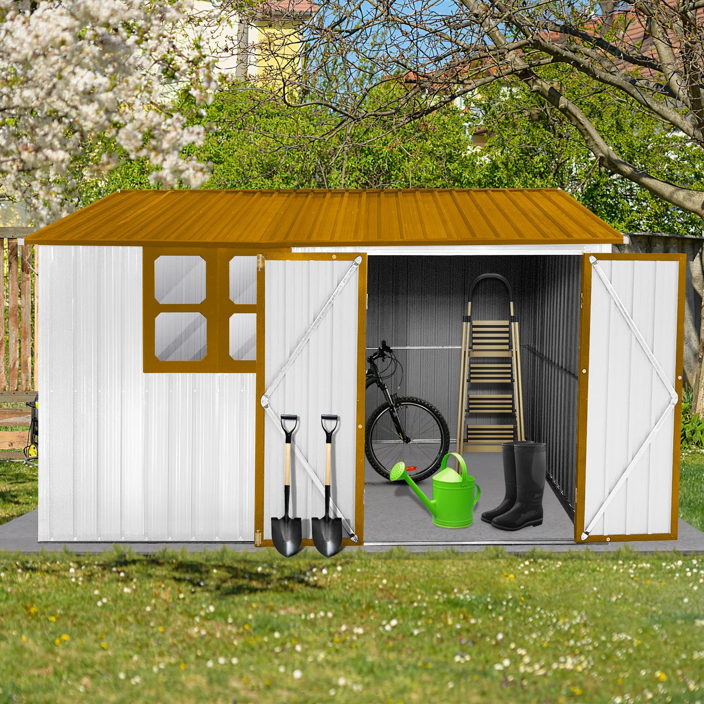 10' x 8' Garden Sheds Outdoor Storage Sheds With Window Daily Nest