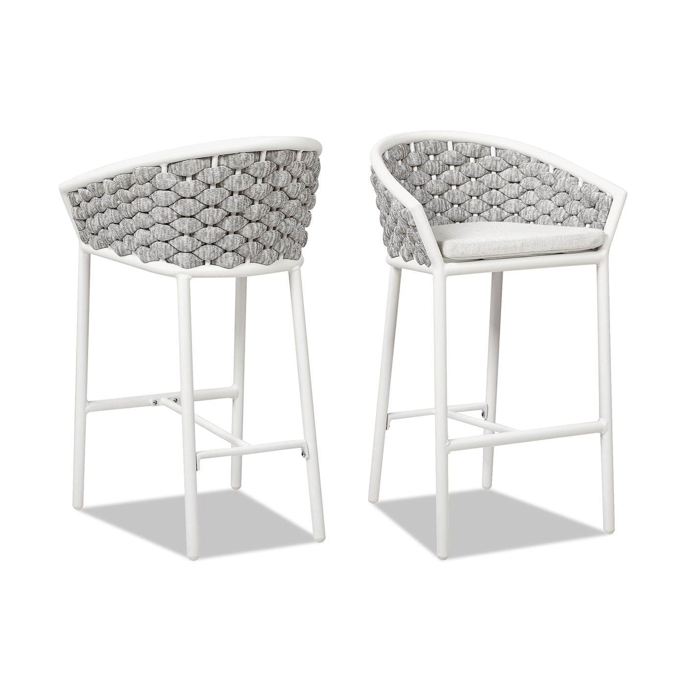Rowan - Rope Barrel Low Back Patio Counter Stool (Set of 2) - Optic White Jennifer Taylor Home