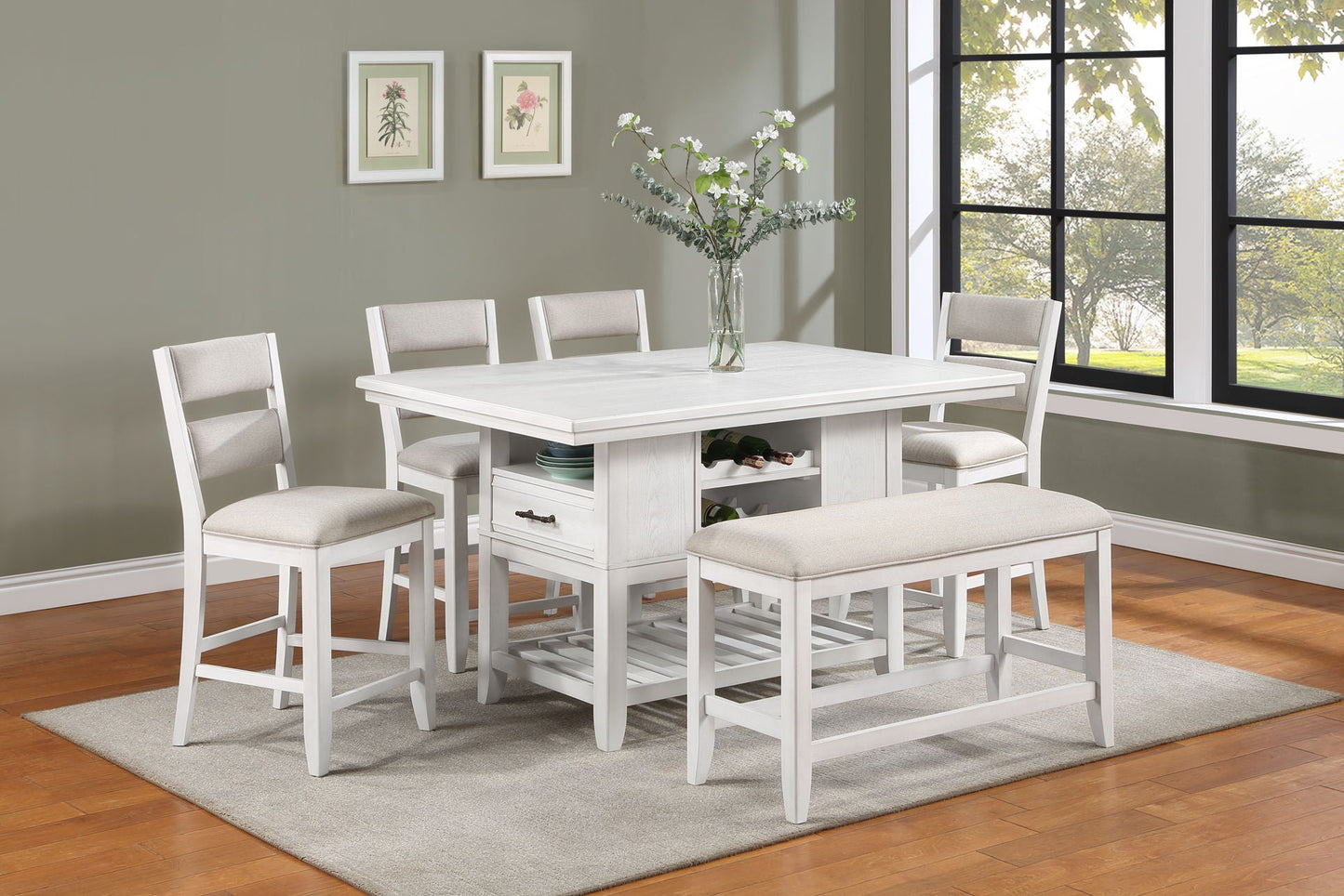 Wendy - Counter Height Chair (Set of 2) - White / Beige Crown Mark