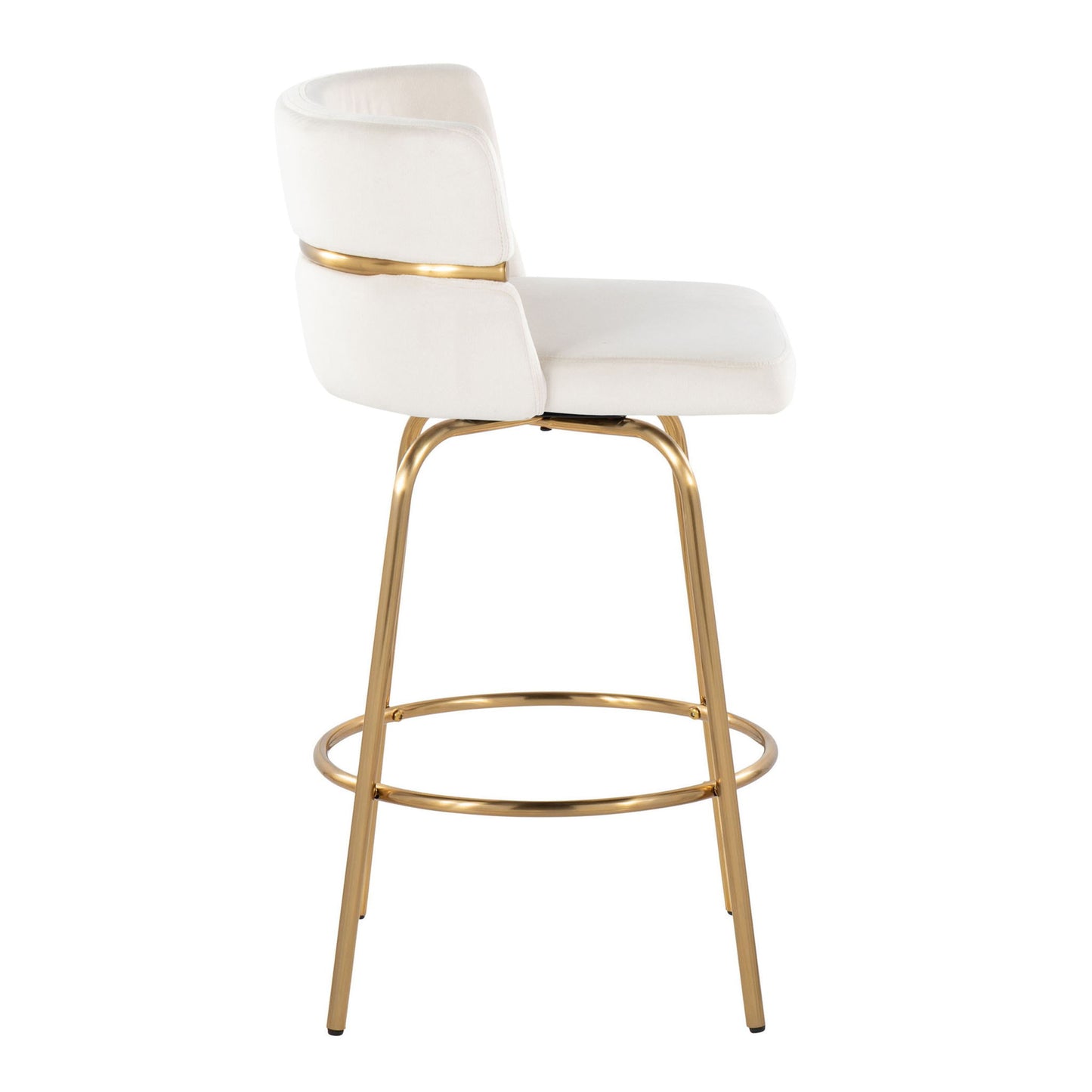 Cinch - Glam / Art Deco Fixed Height Counter Stool With Swivel With Round Footrest (Set of 2) Lumi Source