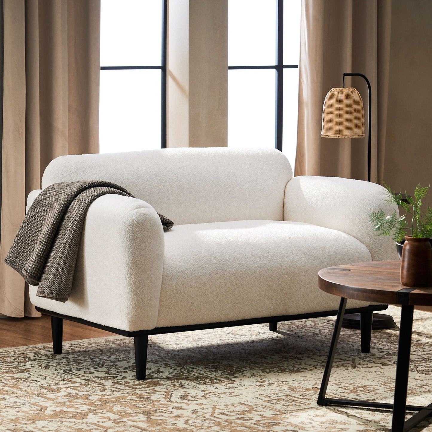 Sway - Upholstered Loveseat With Wood Legs And Round Arms Noble House