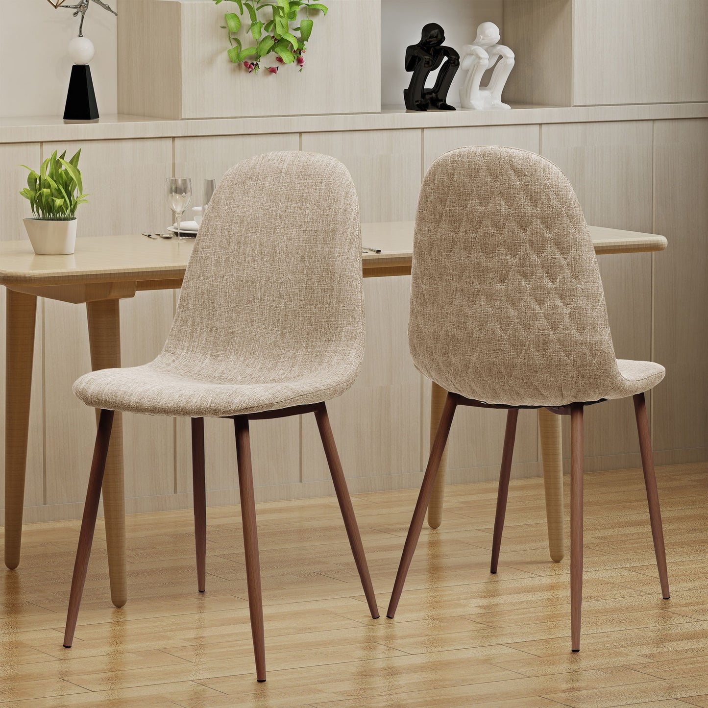Elegant Dining Chair Set With Fabric Noble House