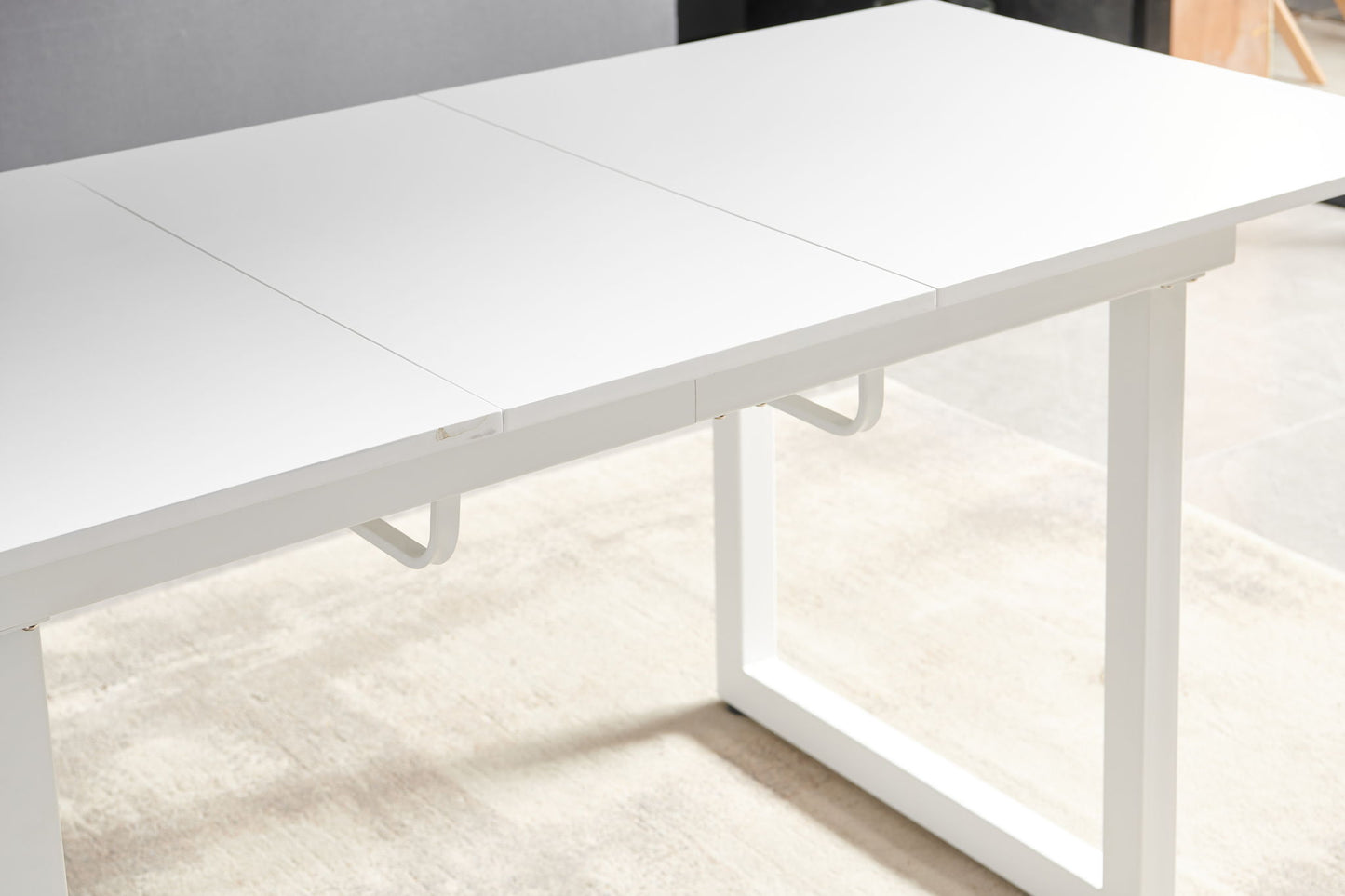 Square Extendable Dining Table With Metal Leg, Modern Space Saving Kitchen Table For Living Room Home Essentials