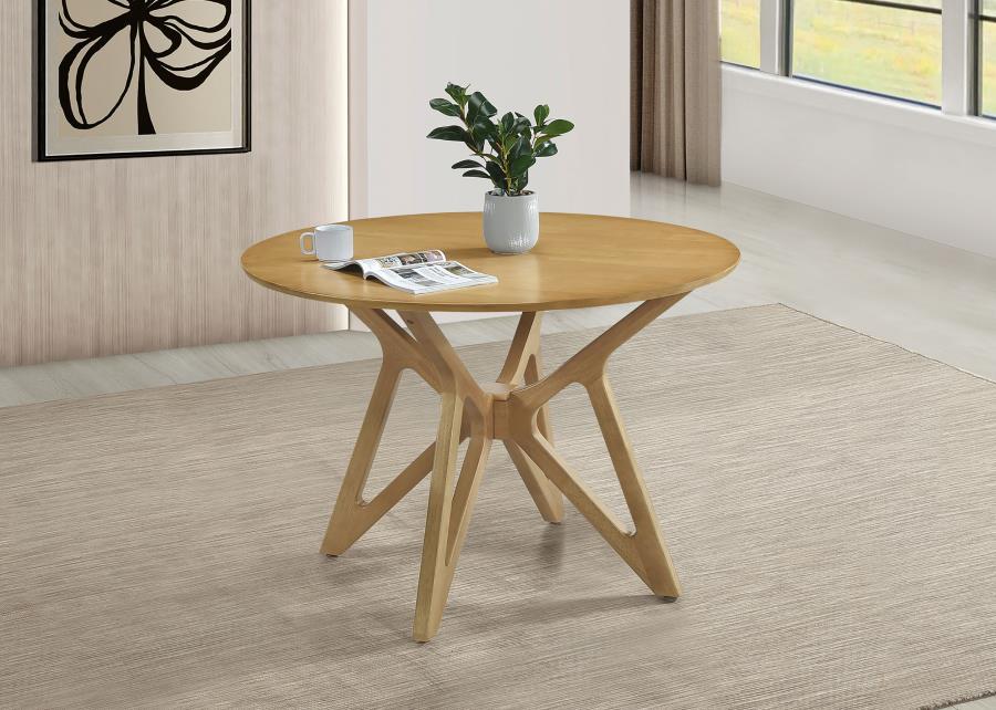 Elowen - Round Solid Wood Dining Table - Light Walnut - Snoozhouse