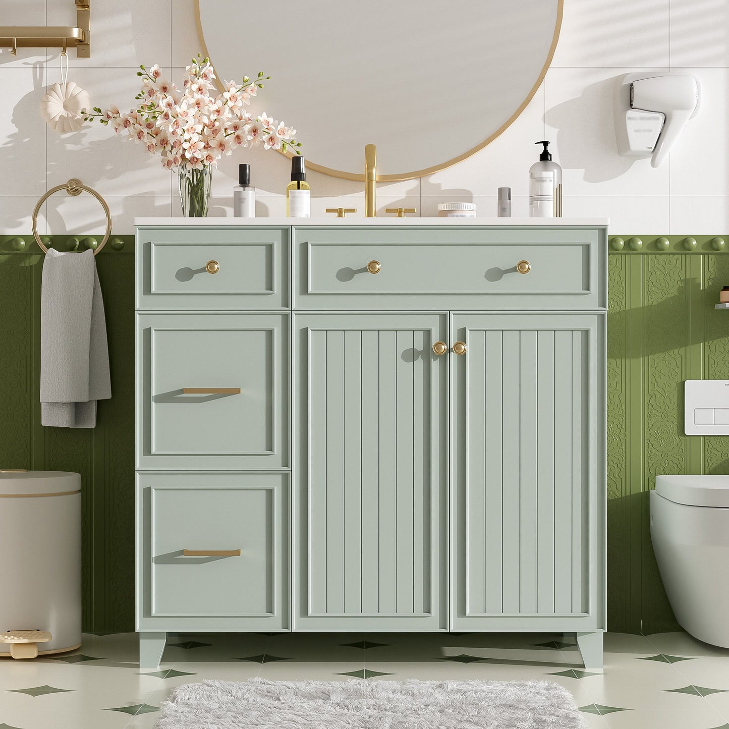 Bathroom Vanity With Sink, Soft Close Doors, Adjustable Shelves Hearth and Haven