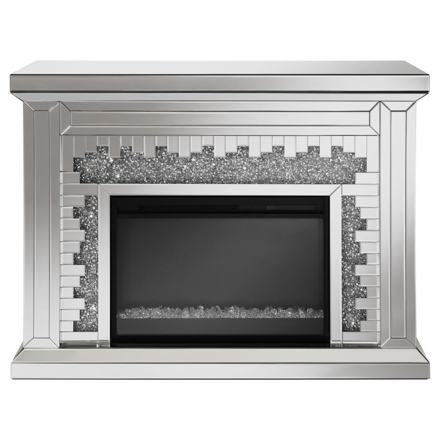 Gilmore - Mirrored Freestanding Electric Fireplace - Silver CoasterElevations