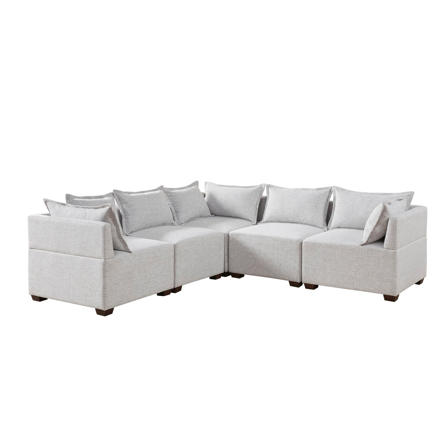 Molly - 5-Piece Modular L-Shape Sofa - Silver Gray INK+IVY