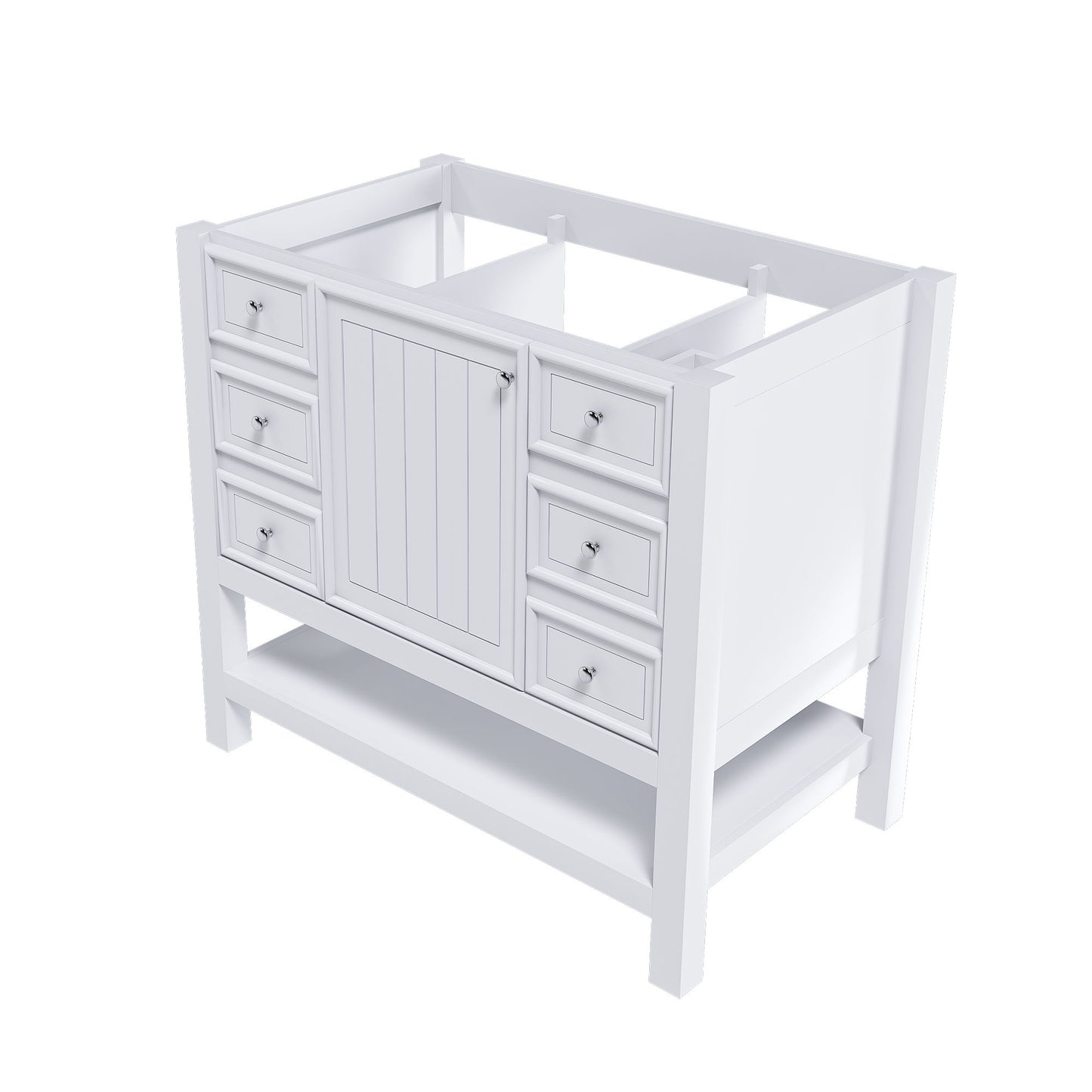 36" Bathroom Vanity With 1 Cabinet And 3 Drawers 1, Storage Solution - White Home Essentials
