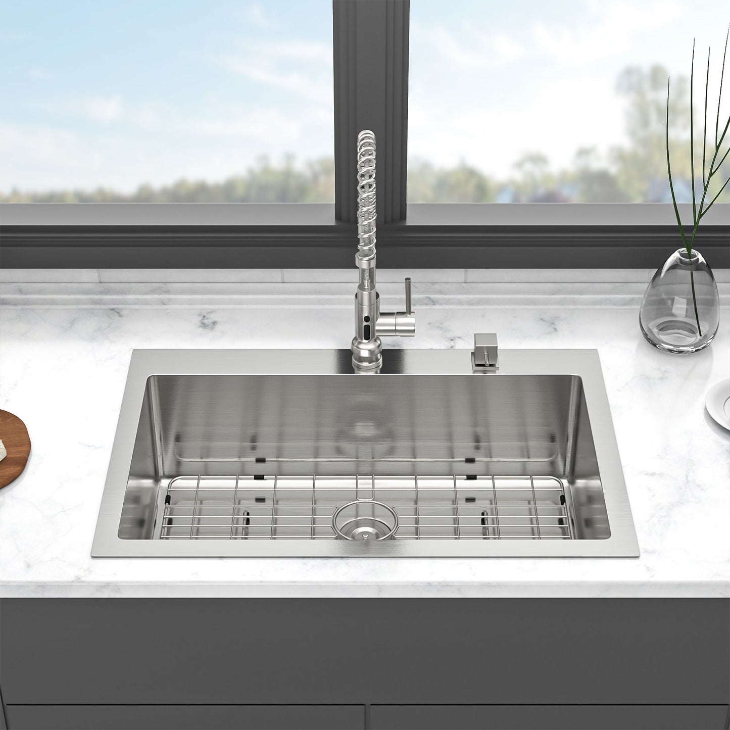 Kitchen Sink Drop In, Stainless Steel Single Bowl, Topmount Daily Nest