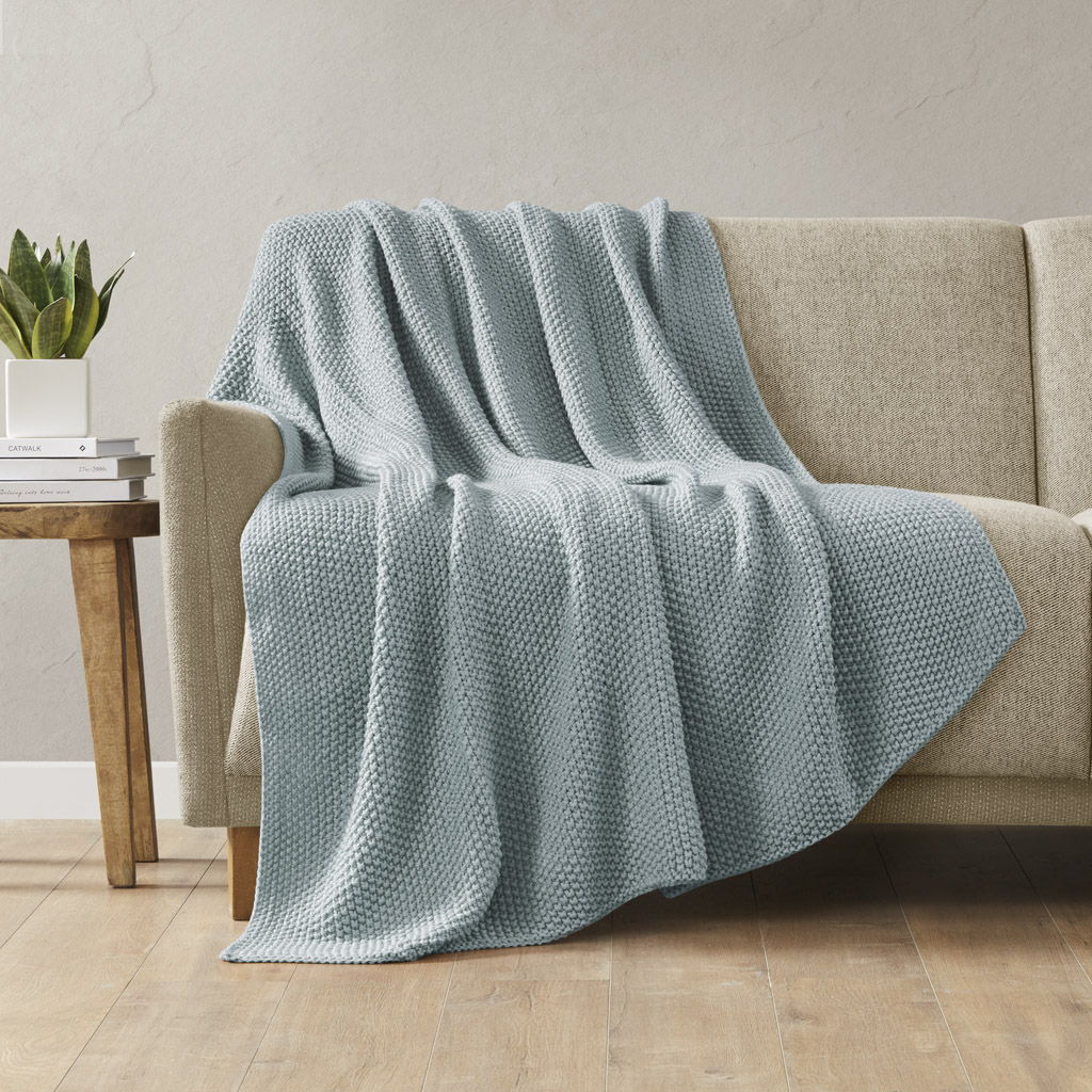 Bree Knit - Throw - Light Blue INK+IVY