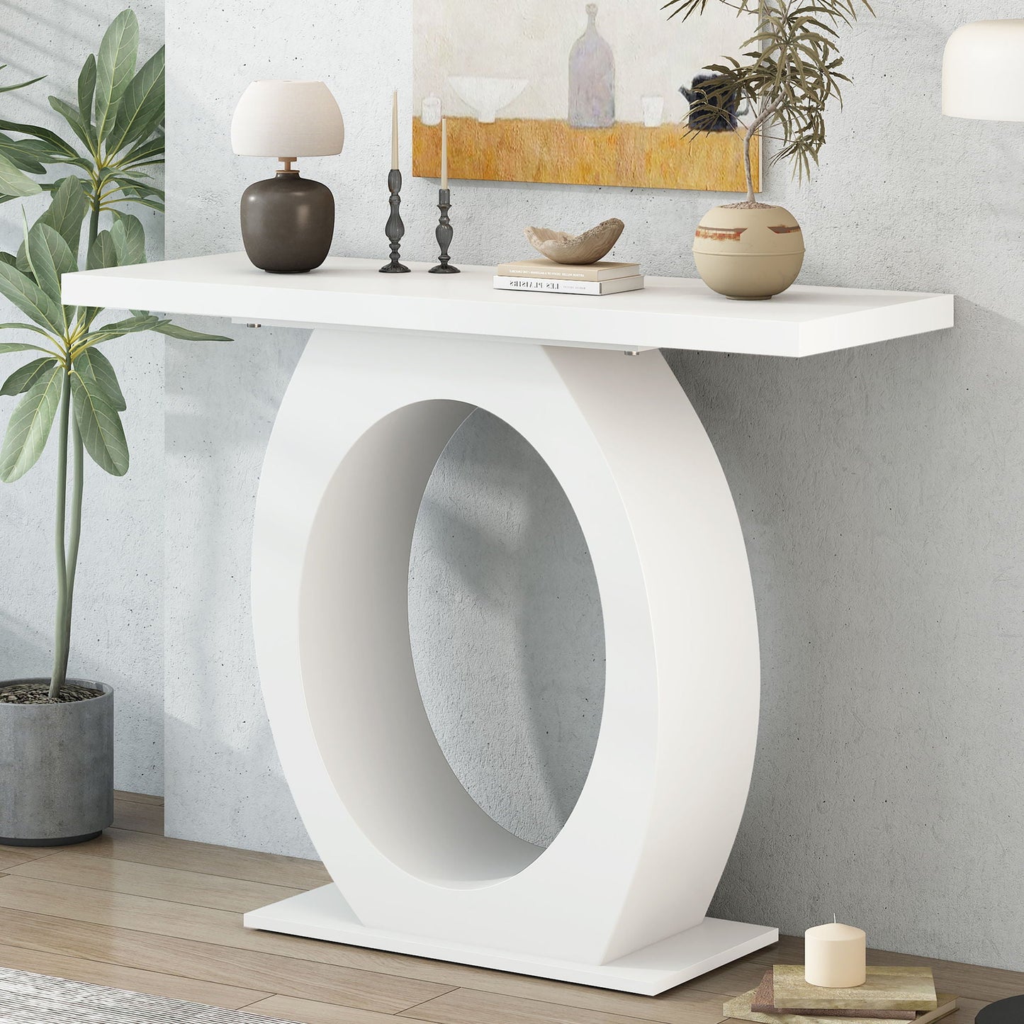 Console Table With Oval Base And Reinforced Bottom Plate Noble House