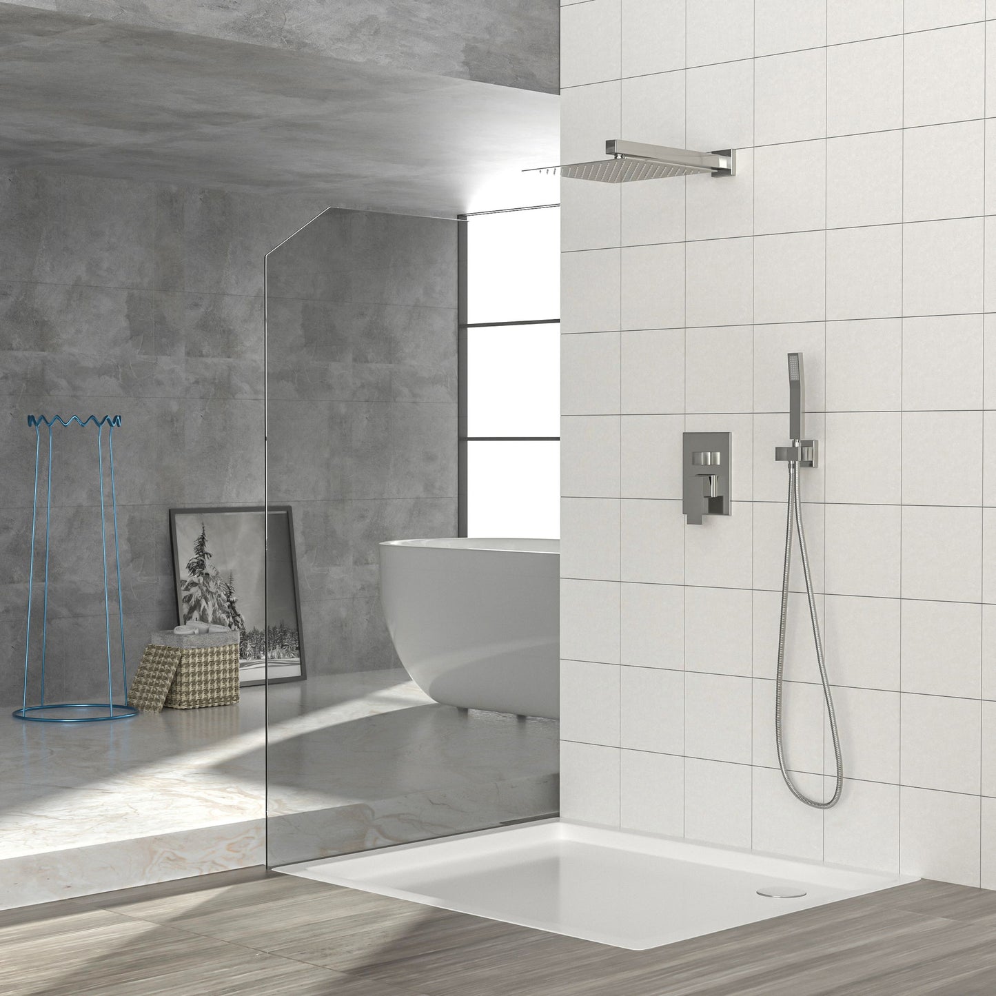 Dual Shower Head System With 12" Wall Mounted Square Rain Shower And Rough In Valve Daily Nest