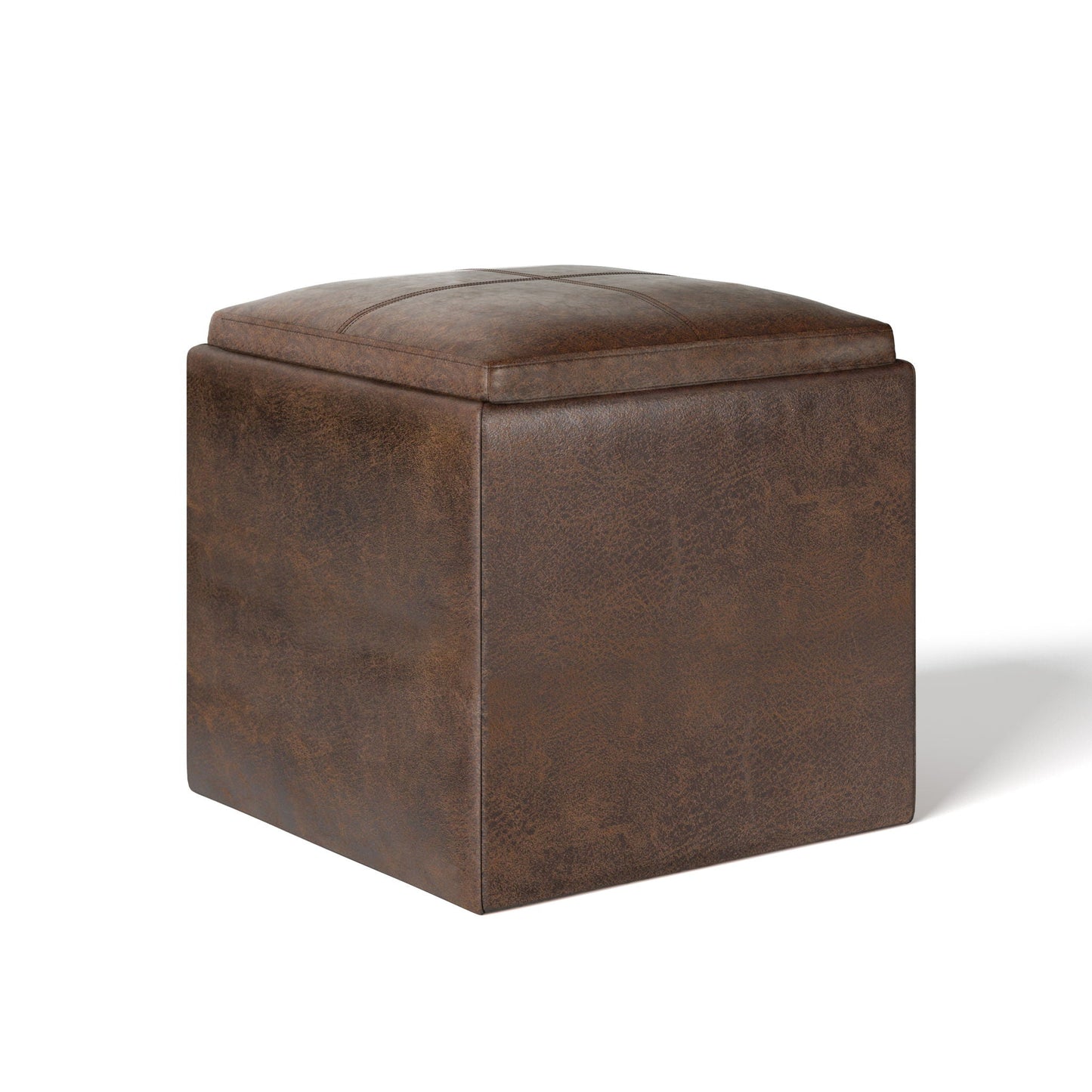 Rockwood - Upholstered Cube Storage Ottoman With Tray Simpli-Home