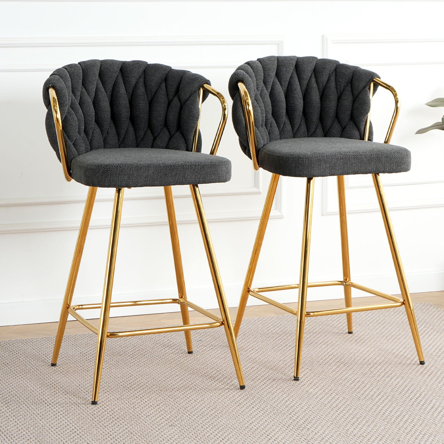 Modern Design High Stool With Plated Legs (Set of 2) Home Essentials