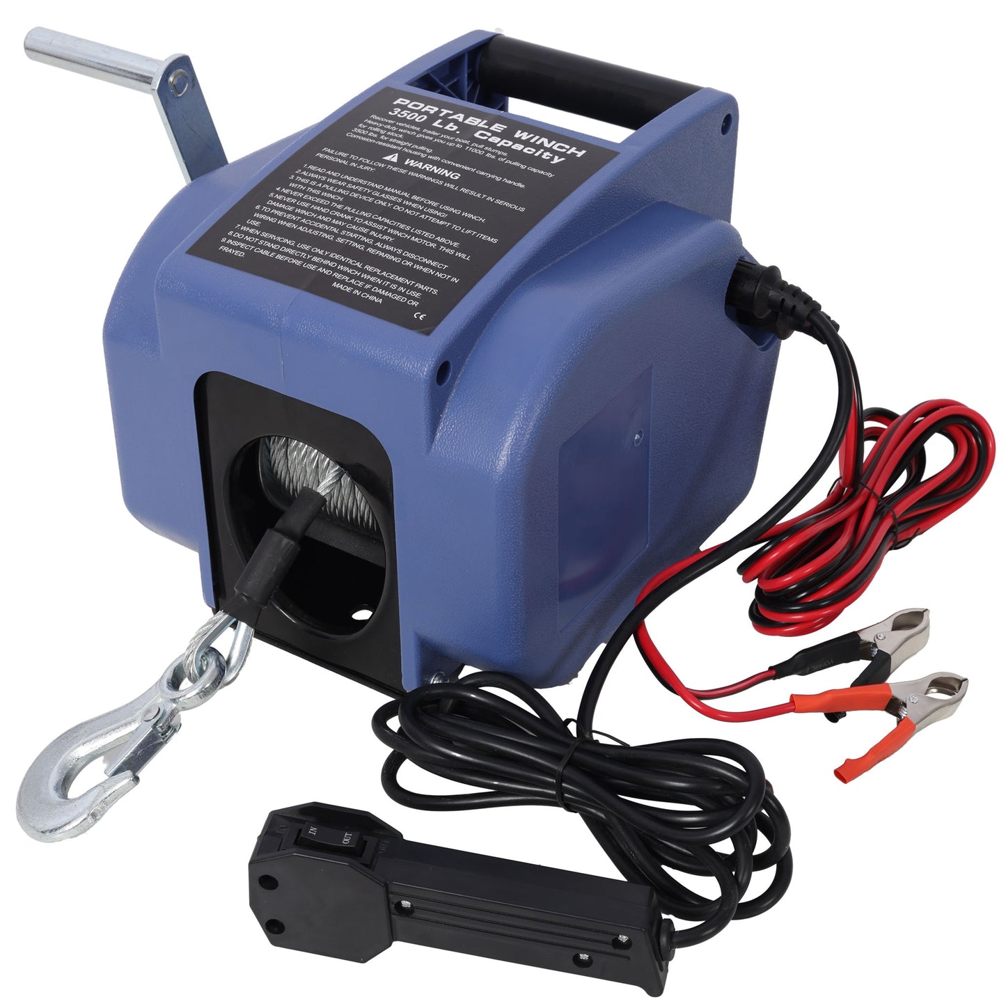 Reversible Electric 12V Trailer Winch For Boats Up To 5000 Lbs, Galvanized Wire Rope Casing - Blue Daily Nest
