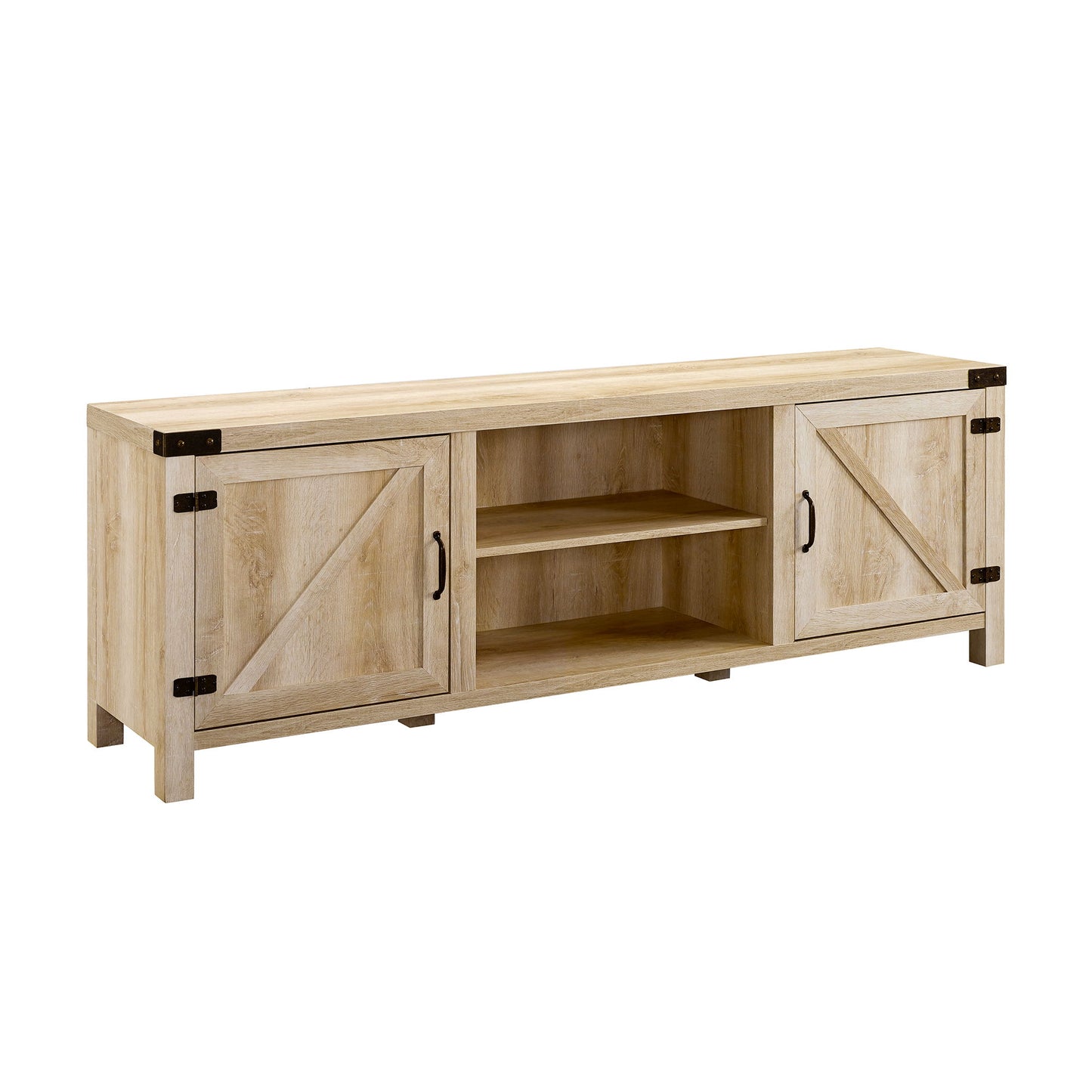 Rustic Farmhouse Double Barn Door 70" TV Stand For 80" TVs With Center Shelves Walker Edison