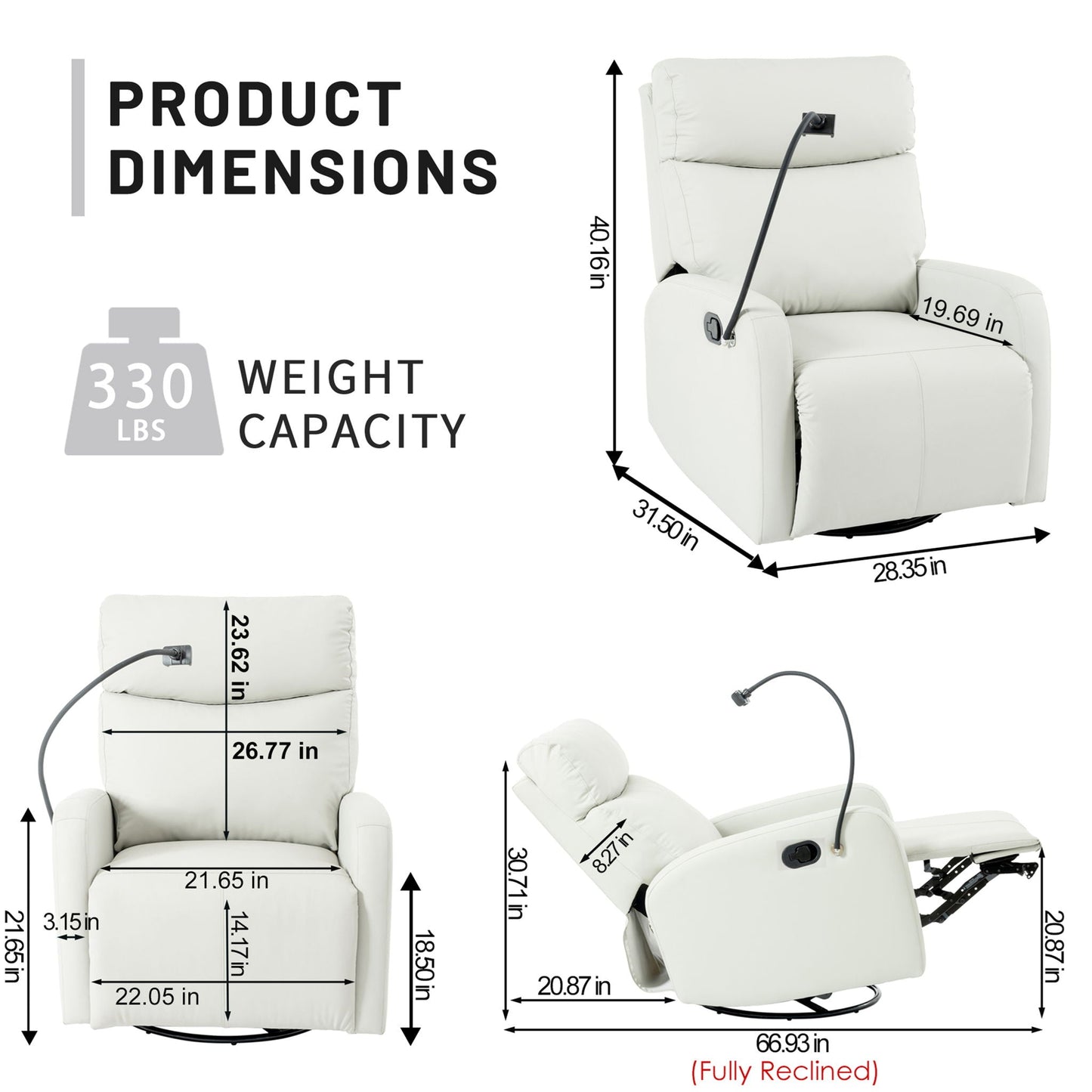 Rocking Recliner Chair, 360 Degree Swivel Nursery Rocking Chair, Glider Chair, Modern Small Rocking Swivel Recliner Chair For Bedroom, Living Room Chair Home Theater Seat, Phone Holder - Light Gray Home Essentials