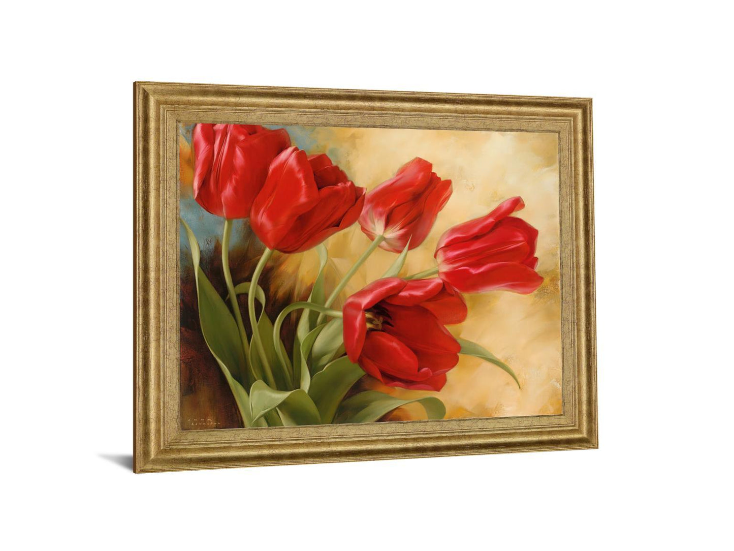 Scarlet Tulip Whirl - 28" x 34" Framed Wall Art Classy Art