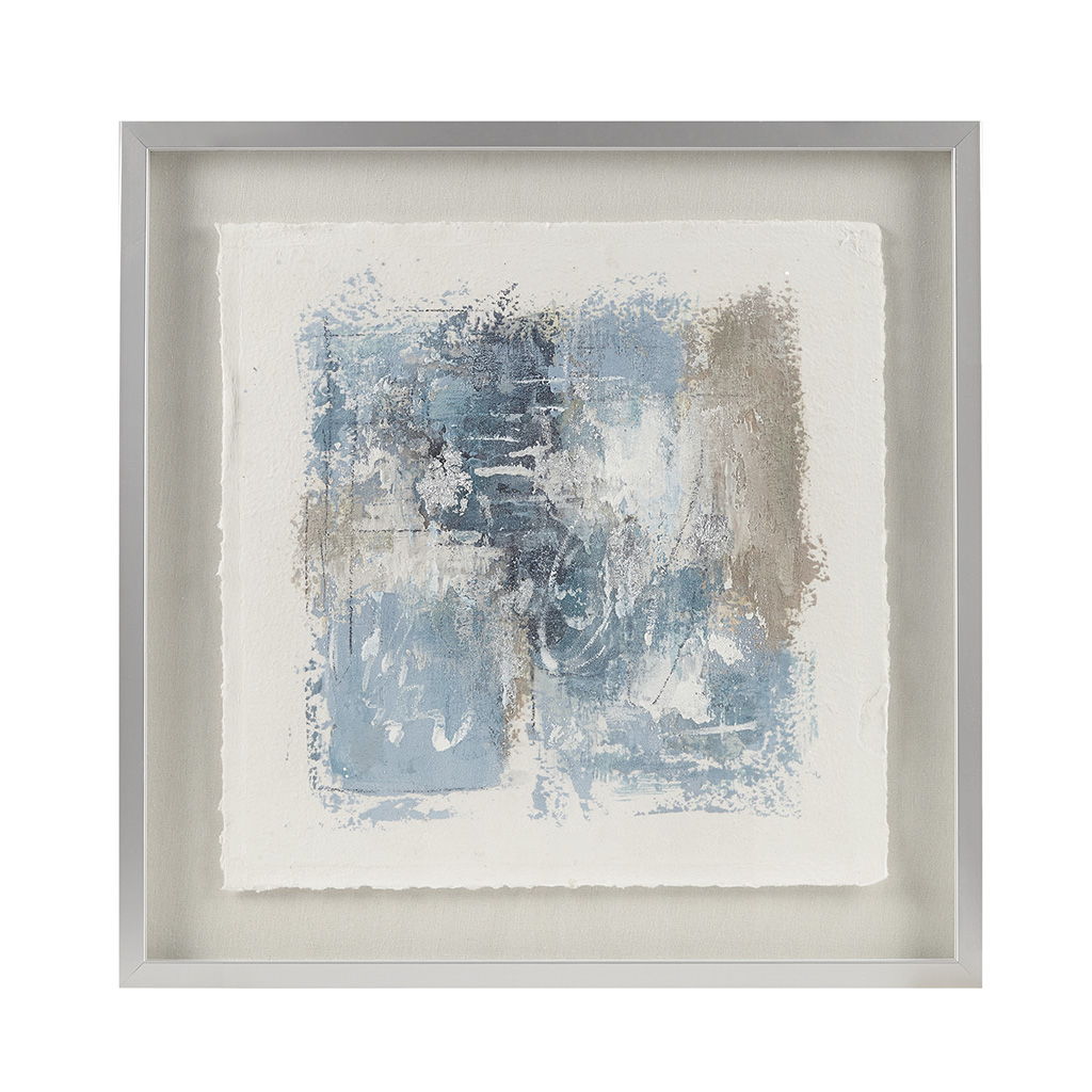 Ashlar - Hand Painted Abstract Framed Glass And Matted Wall Art - Blue Madison Park