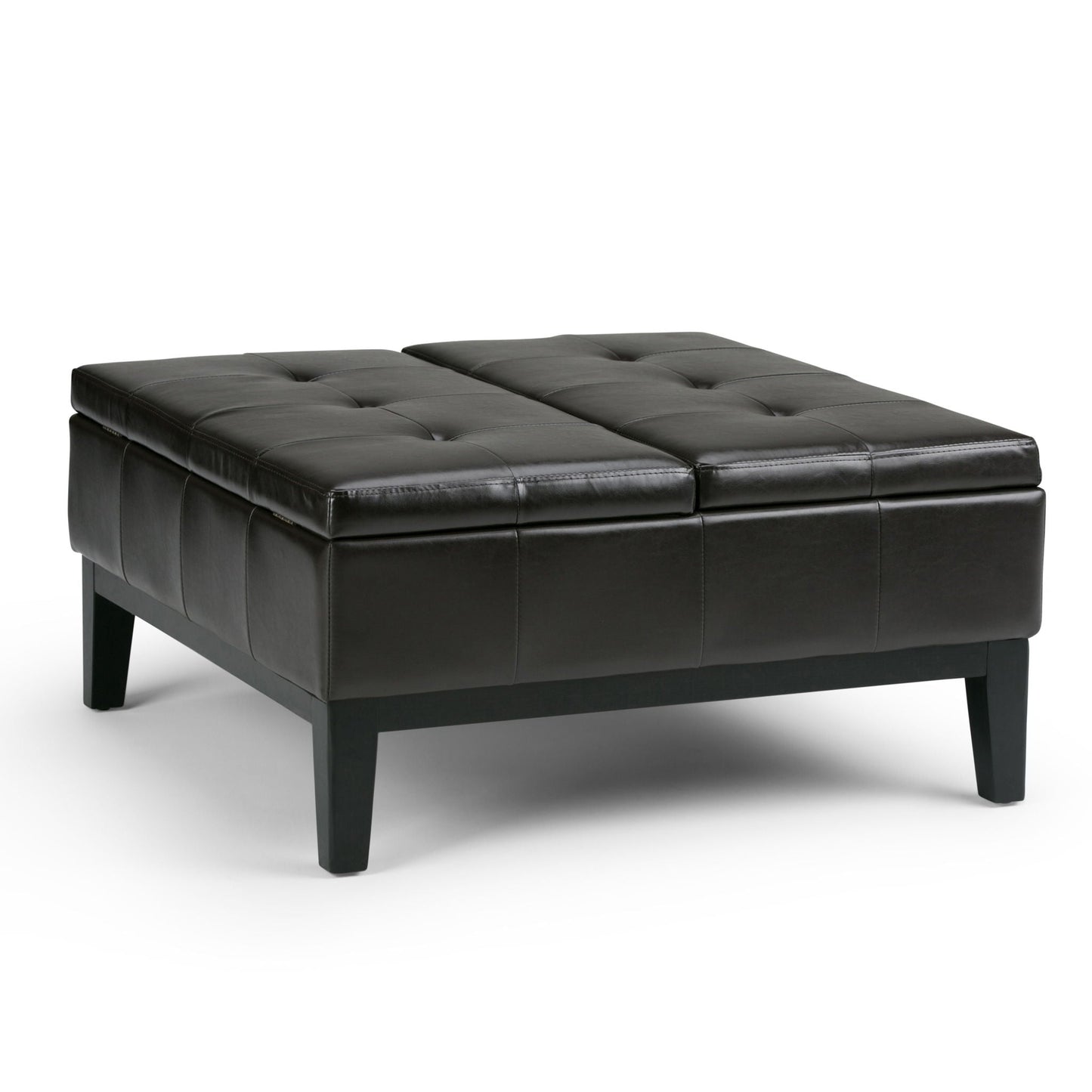 Dover - Square Coffee Table Storage Ottoman - Tanners Brown Simpli-Home