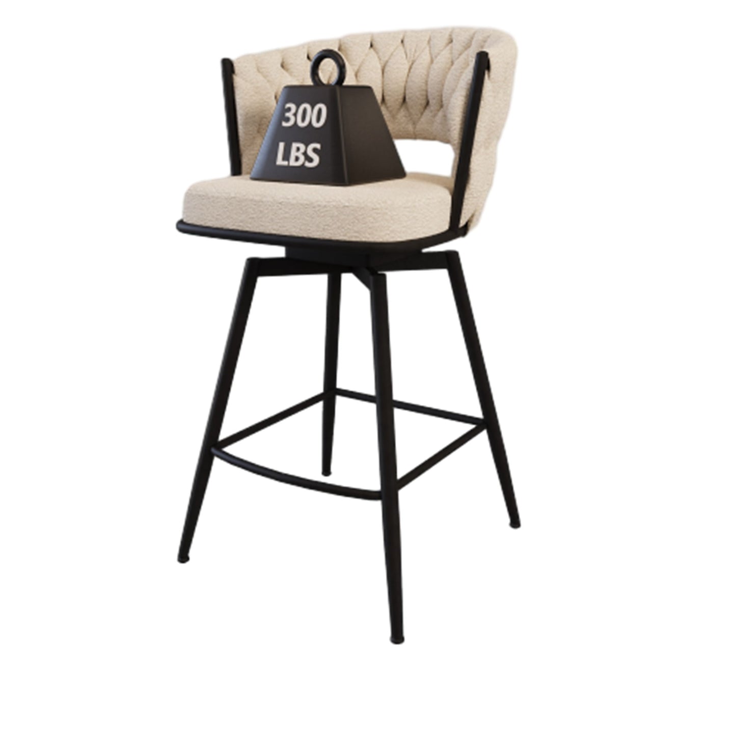 Bar Stool 360 Swivel With Back Footrest Home Essentials