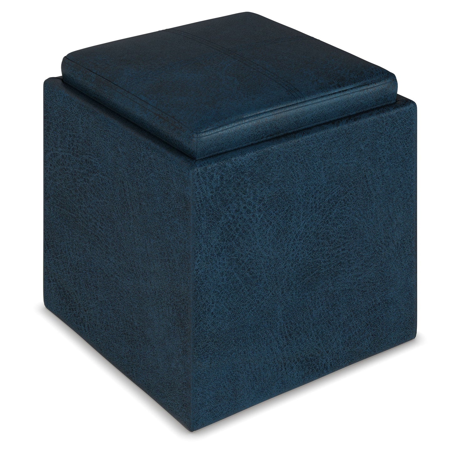 Rockwood - Upholstered Cube Storage Ottoman With Tray Simpli-Home