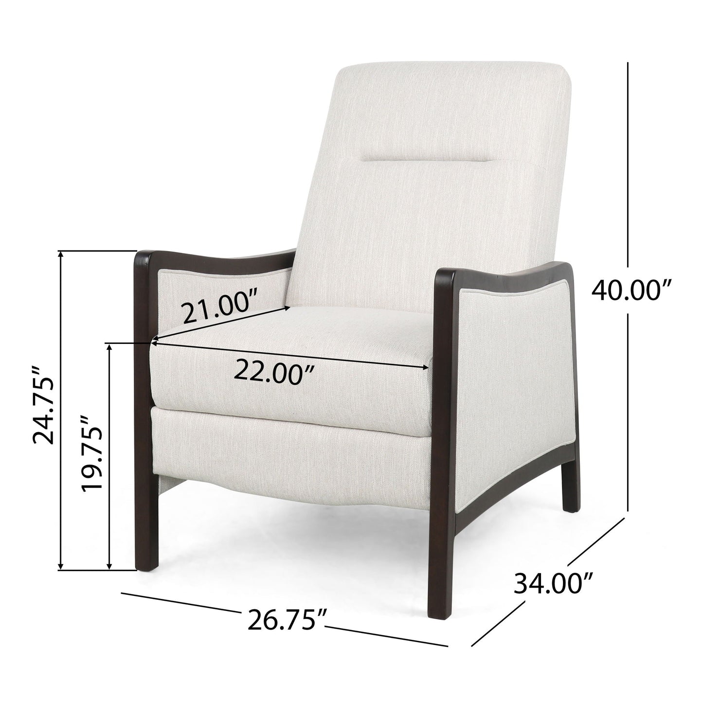 Drury - Contemporary Fabric Upholstered Pushback Recliner Noble House
