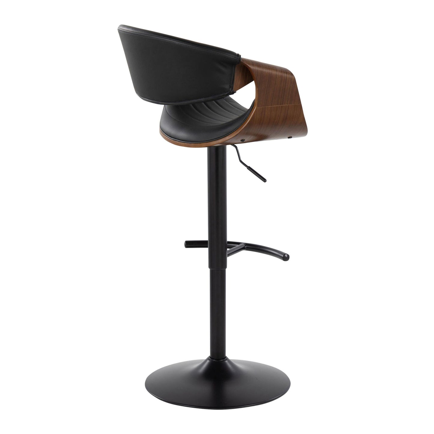 Symphony - Mid-Century Modern Adjustable Barstool With Swivel With Rounded T Footrest (Set of 2) - Black / Walnut / Black Lumi Source