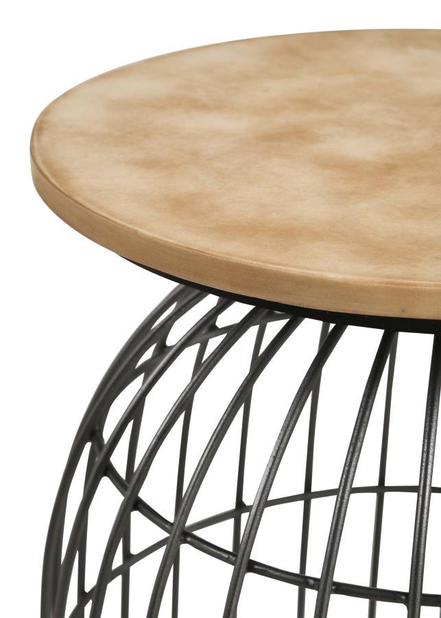 Bernardo - Round Wire Frame Side Table - Natural And Gunmetal CoasterEssence