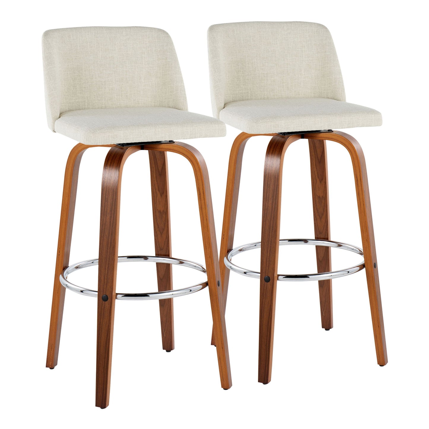 Toriano - Contemporary, Fixed Height Barstool Swivel & Round Footrest (Set of 2) Lumi Source