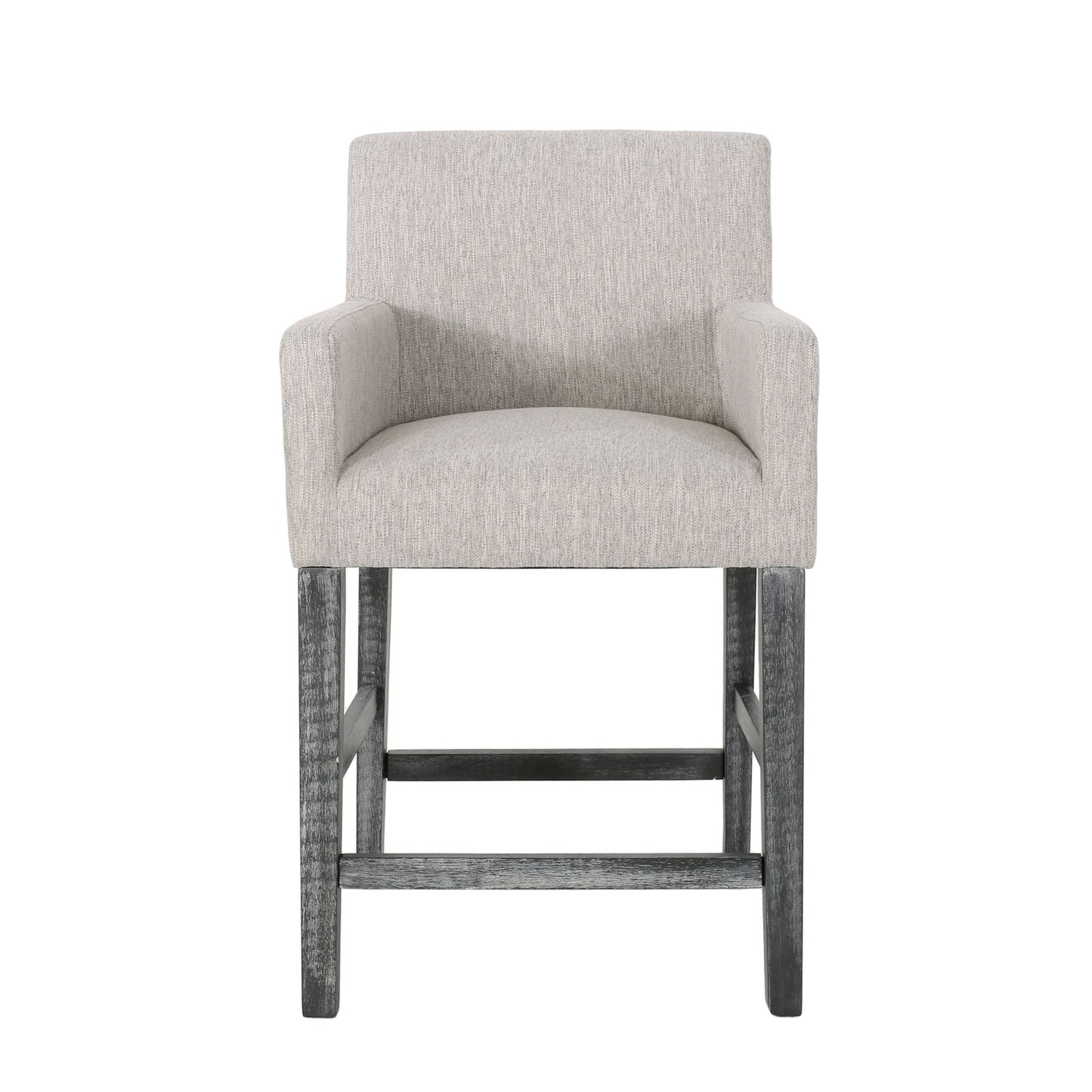 Charmed Upholstered Counter Stool With H Frame Base And Round Arms Noble House